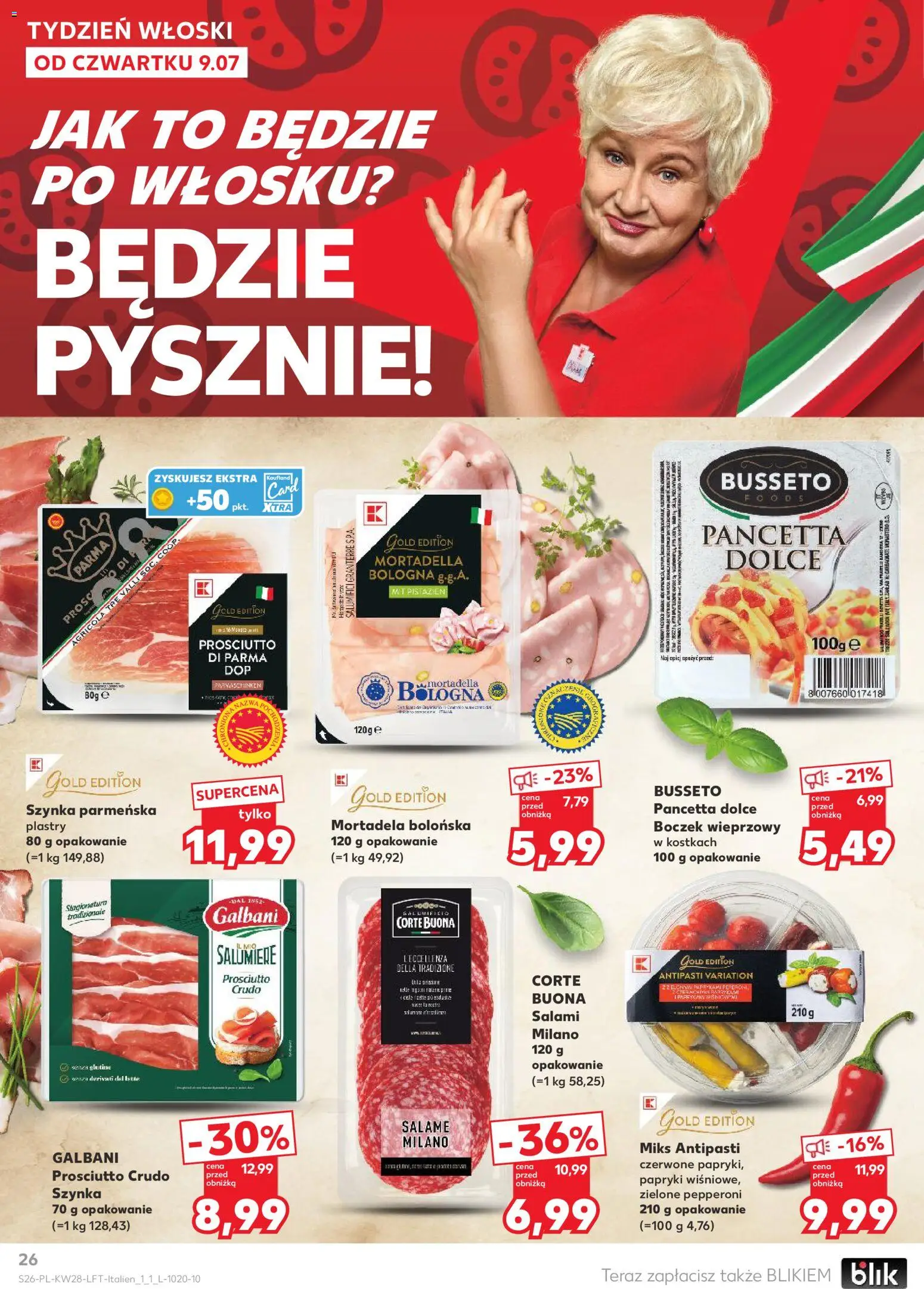 Kaufland Polsko leták od 09.07.2026 | Strana: 26 | Produkty: Prosciutto, Mortadella, Pancetta, Crudo