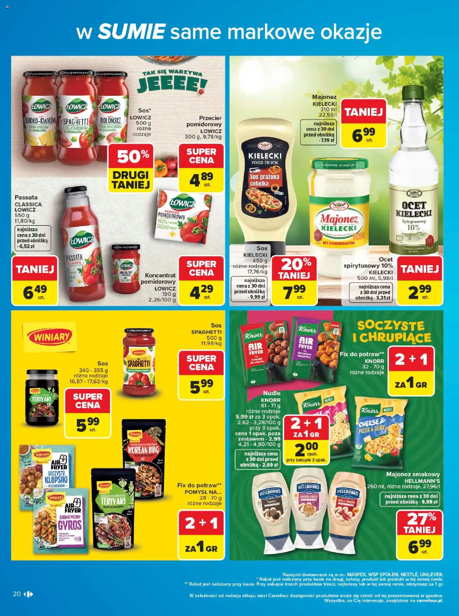 Carrefour gazetka - W sumie same markowe okazje od 08.06.2026 | Strona: 20 | Produkty: Ocet, Klopsiki, Pizza, Warzywa