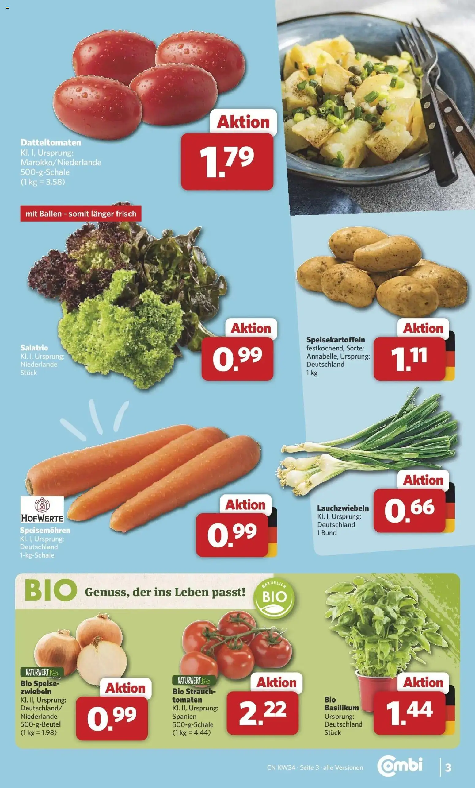 Combi Prospekt Dülmen (ab 17.08.2026) zum Blättern | Seite: 3 | Produkte: Tomaten, Zwiebeln