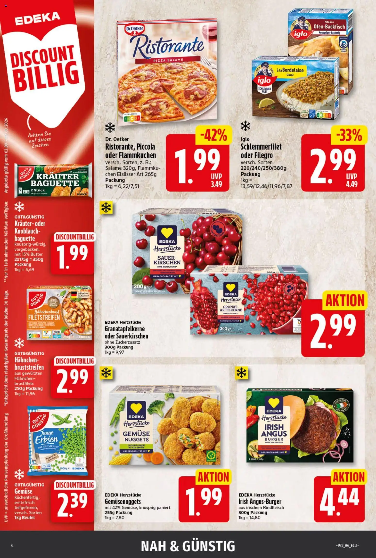 Elli Markt Prospekt Lippetal – gültig ab 03.08.2026 | Seite: 6 | Produkte: Hahnchen, Iglo, Burger, Gemüse