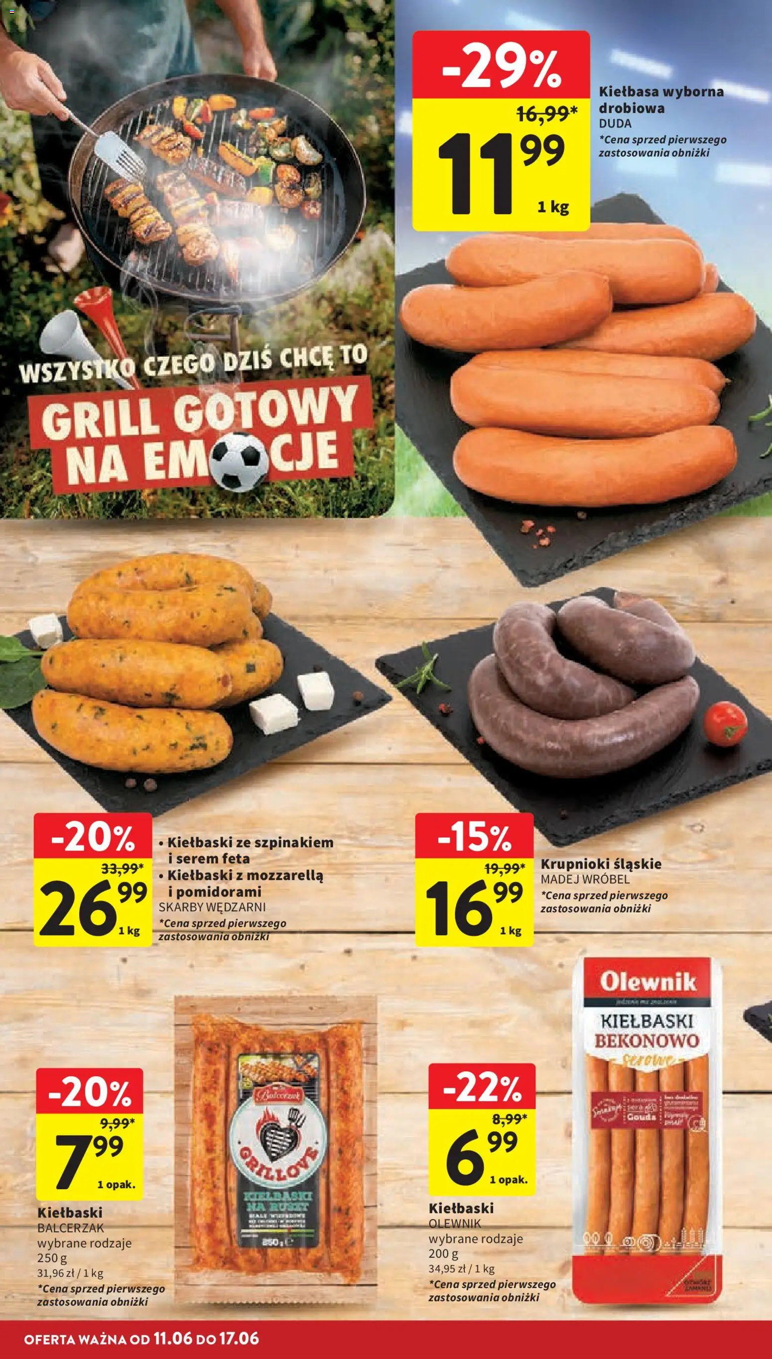 Intermarche gazetka od 11.06.2026 | Strona: 12 | Produkty: Kiełbasa, Grill, Kiełbaski, Mozzarella