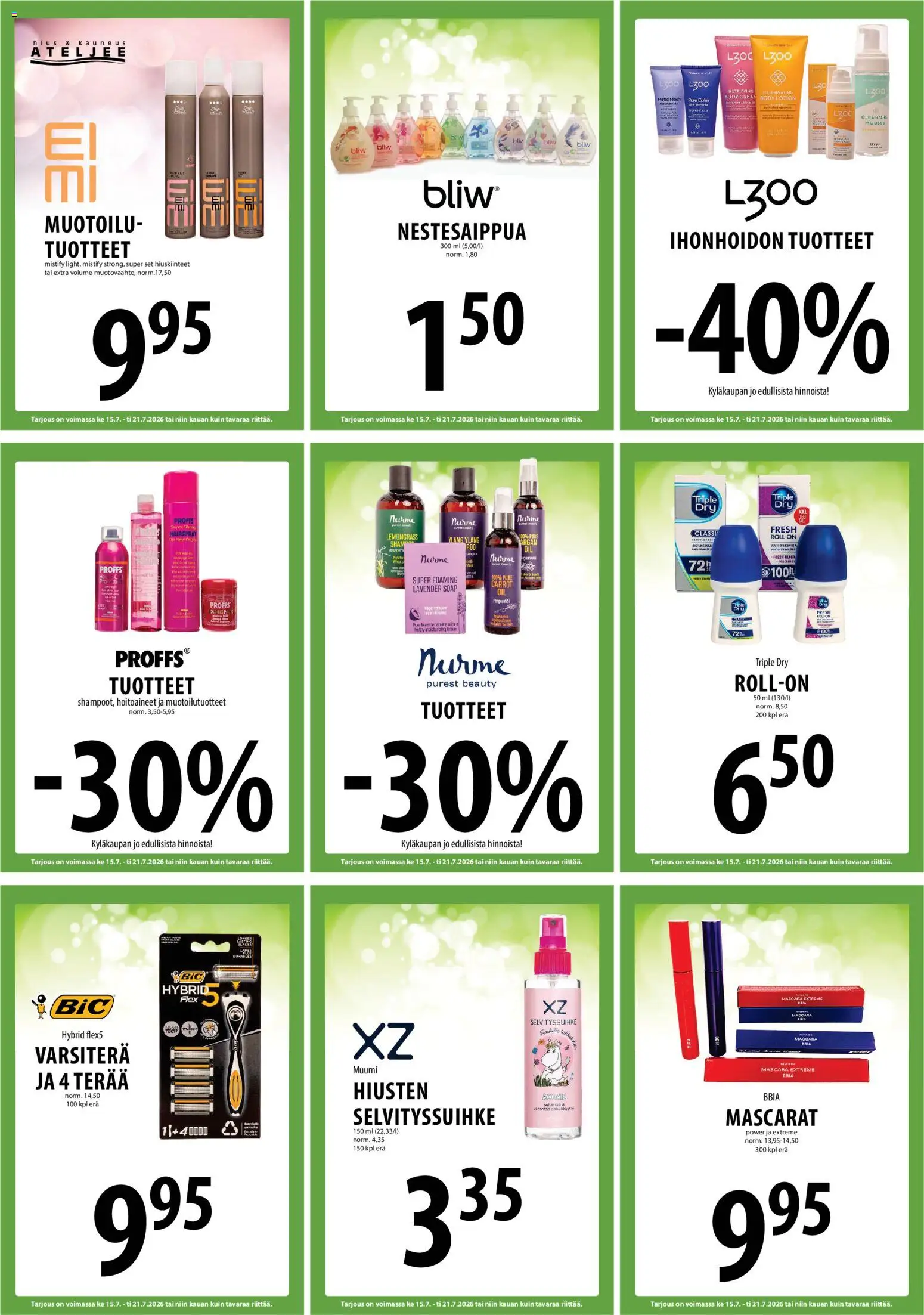 Tuuri tarjoukset – voimassa 15/07/2026 alkaen | Sivu: 22 | Tuotteet: Shampoo, Mousse