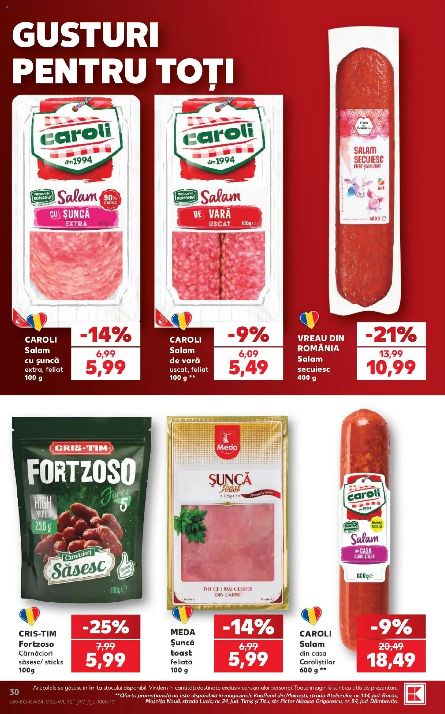 Noul catalog Kaufland – valabil de la 19.08.2026 | Pagină: 30 | Produse: Salam, Șuncă