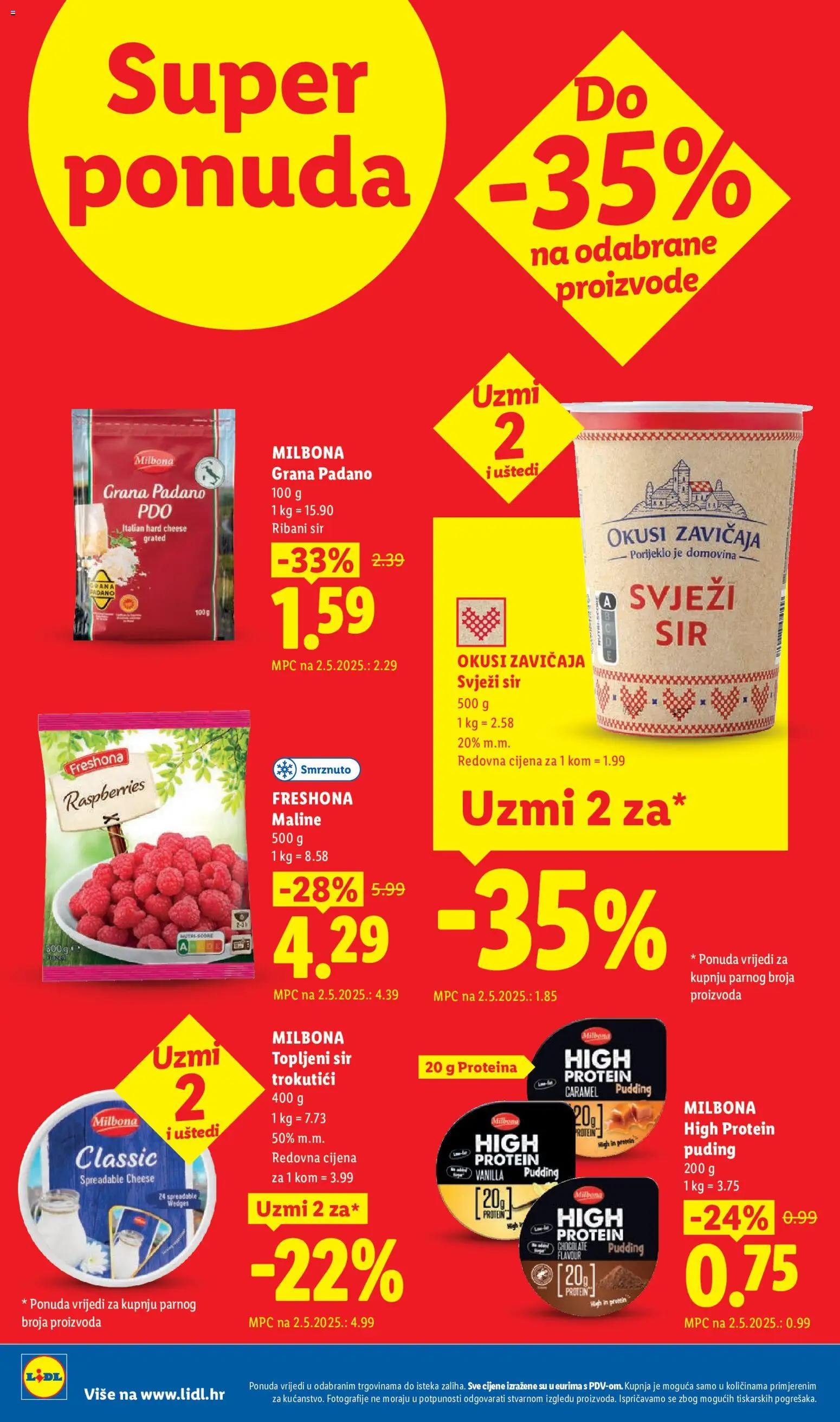 Lidl katalog | vrijedi od 29.06.2026 | Stranica: 2 | Proizvodi: Grana Padano, Protein puding, Sir, Svježi sir
