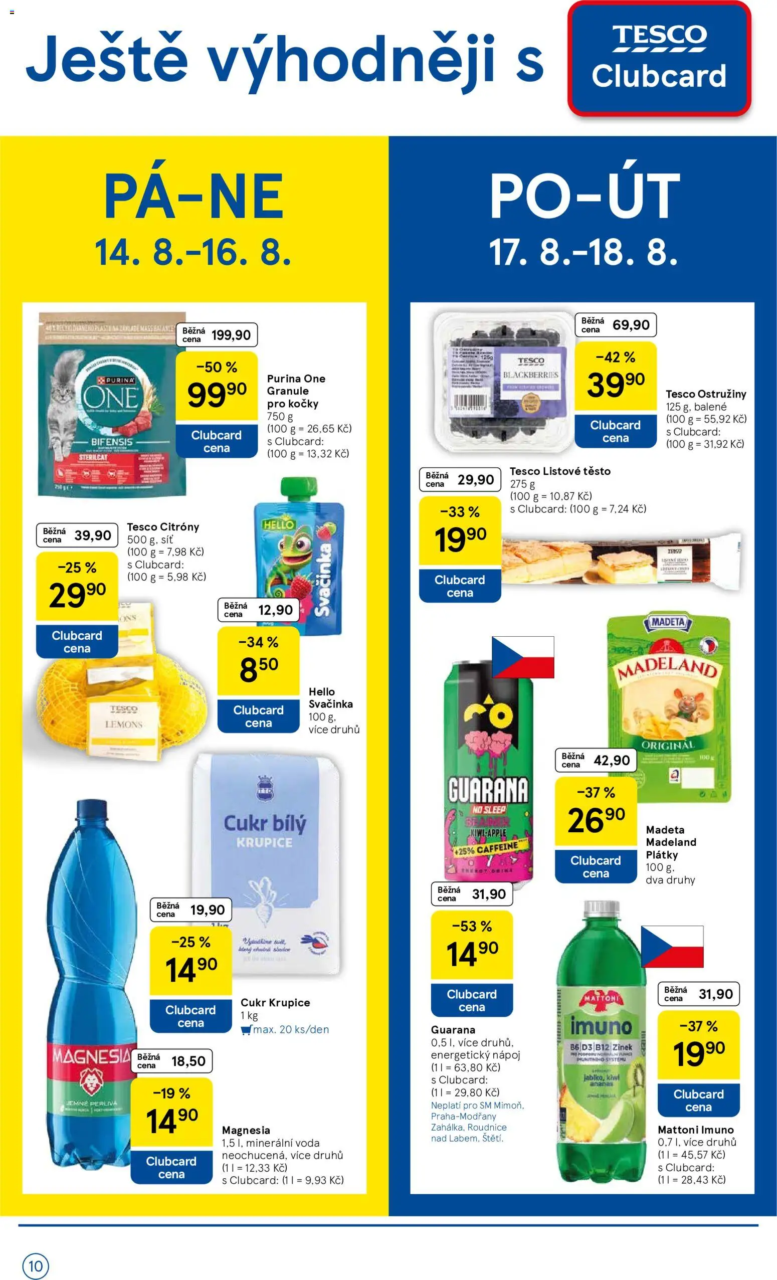 Tesco leták - Supermarket od 12.08.2026 | Strana: 10 | Produkty: Granule, Listové těsto, Cukr, Těsto