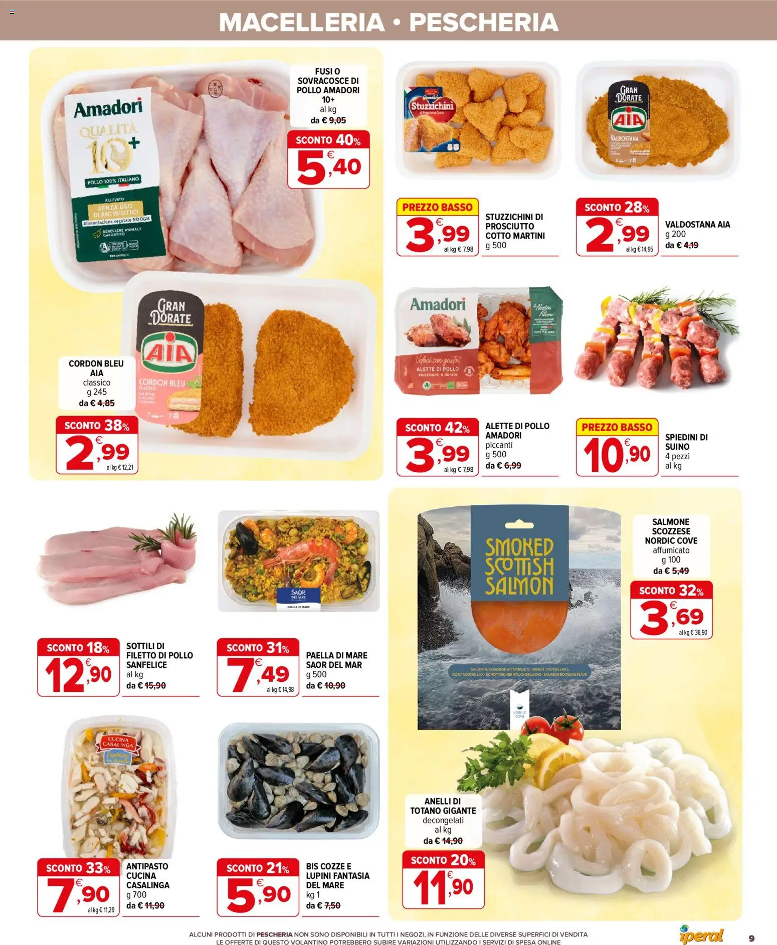 Volantino Iperal del 15/07/2026 | Pagina: 9 | Prodotti: Lupini, Salmone, Cozze, Totano