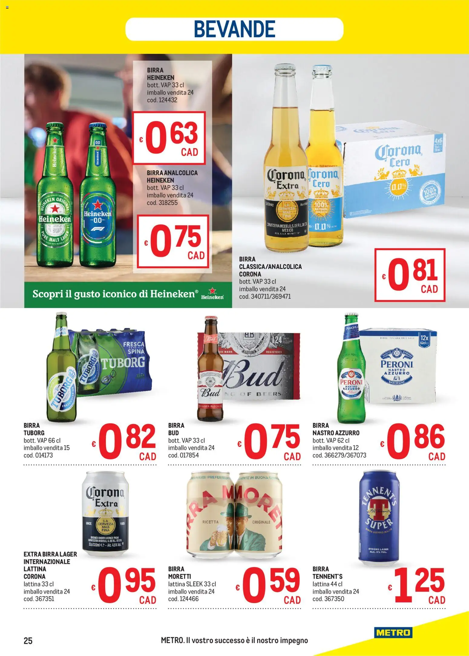 Volantino Metro del 10/09/2026 | Pagina: 25 | Prodotti: Birra Tuborg, Bevande, Birra analcolica, Heineken