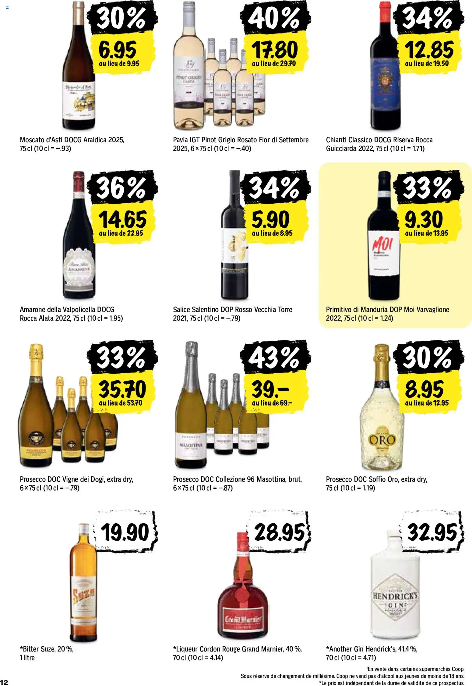 Coop aktionen FR – gültig ab 27.08.2026 | Seite: 12 | Produkte: Rouge, Prosecco, Gin