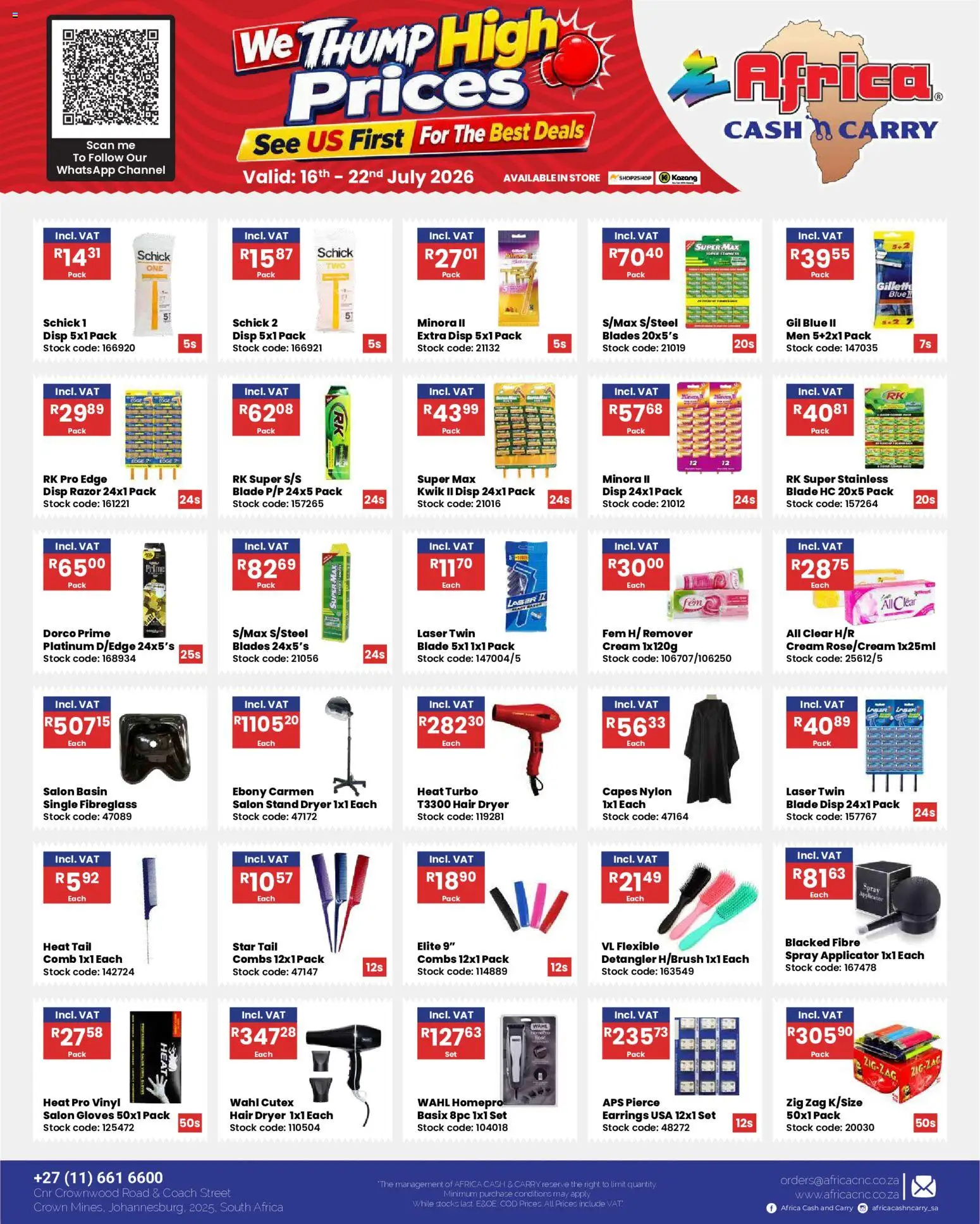 New Africa Cash & Carry catalogue – valid from 16/07/2026 | Page: 23 | Products: Hair dryer, Basin, Cream, Cutex