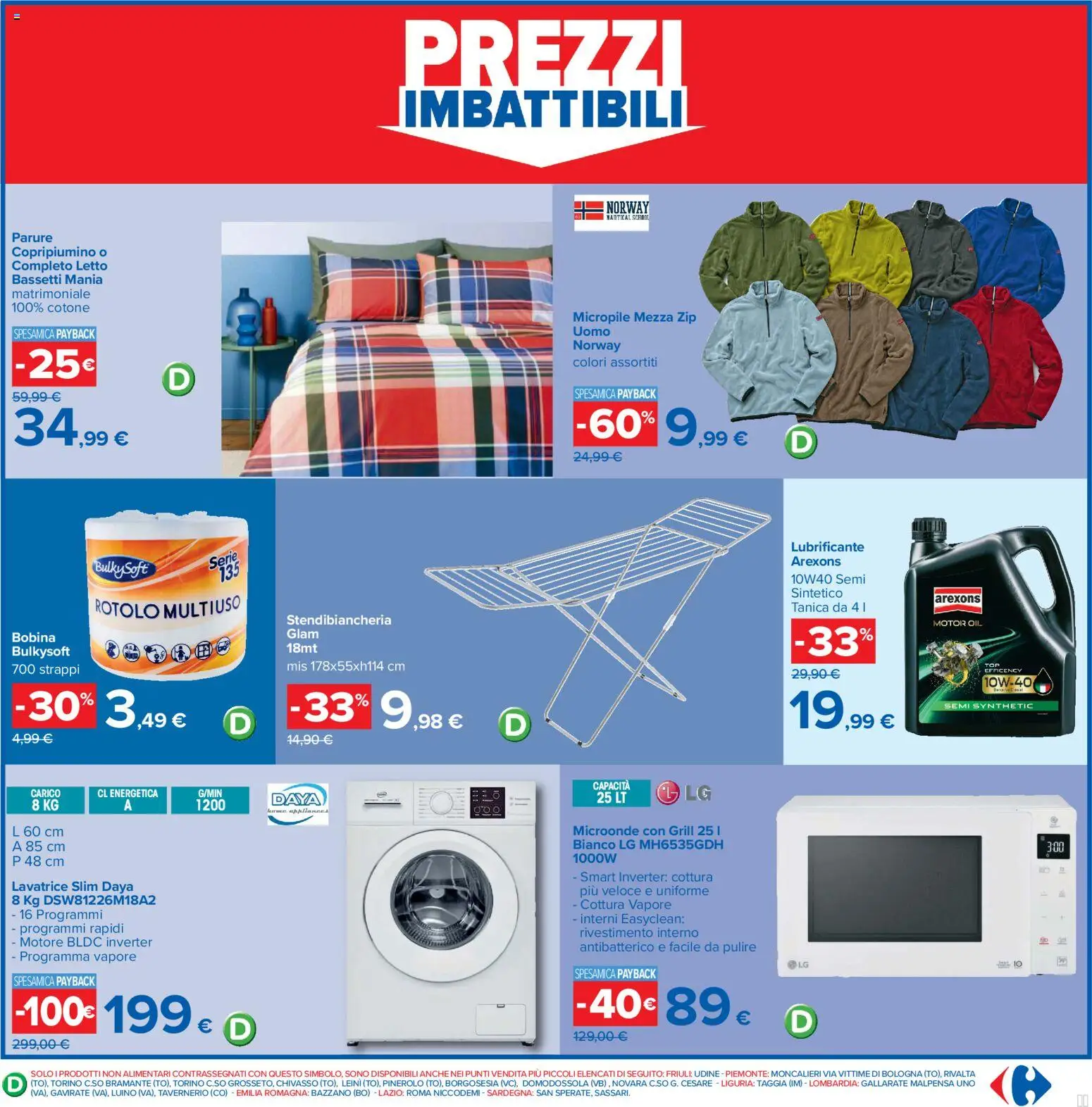Volantino Carrefour del 23/10/2026 | Pagina: 35 | Prodotti: Copripiumino, Microonde, Lubrificante, Stendibiancheria