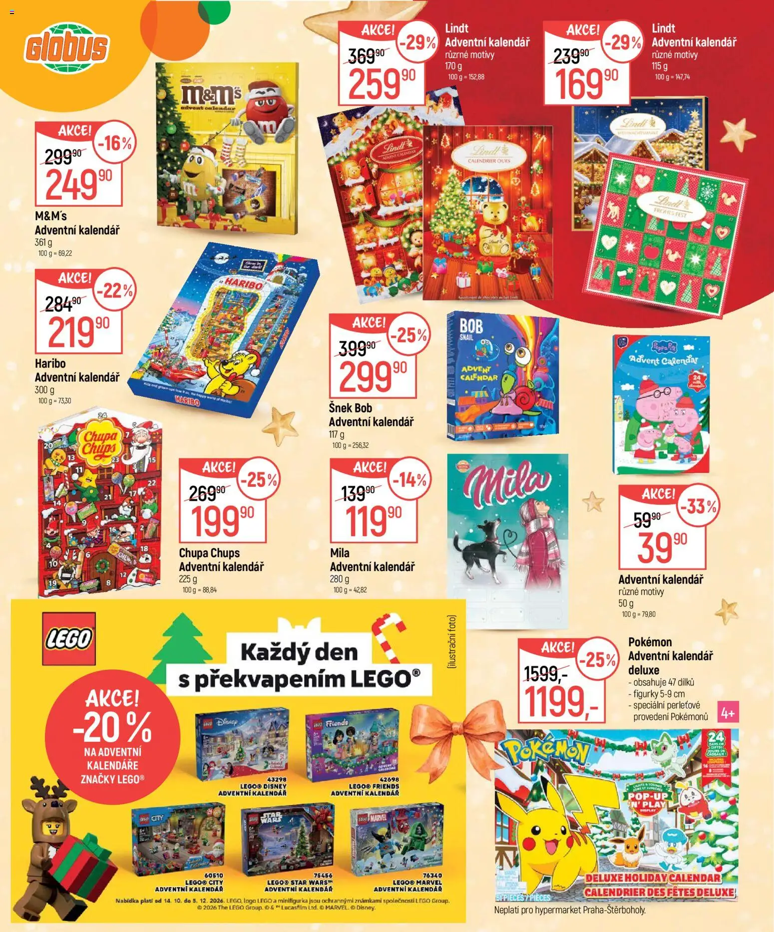 Globus leták - Mikuláš od 14.10.2026 | Strana: 4 | Produkty: Haribo, Adventní kalendář, Kalendář, Figurky