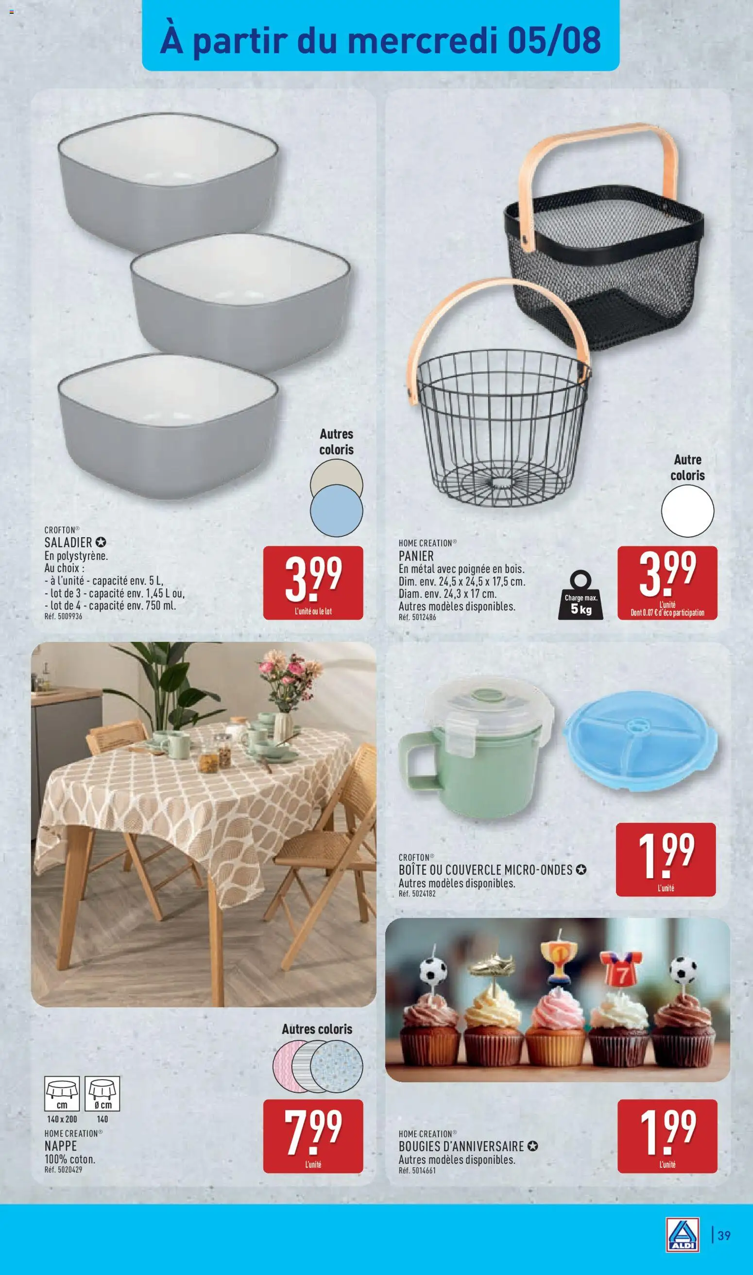 {H1} | Page: 41 | Produits: Couvercle, Panier, Nappe, Bougies