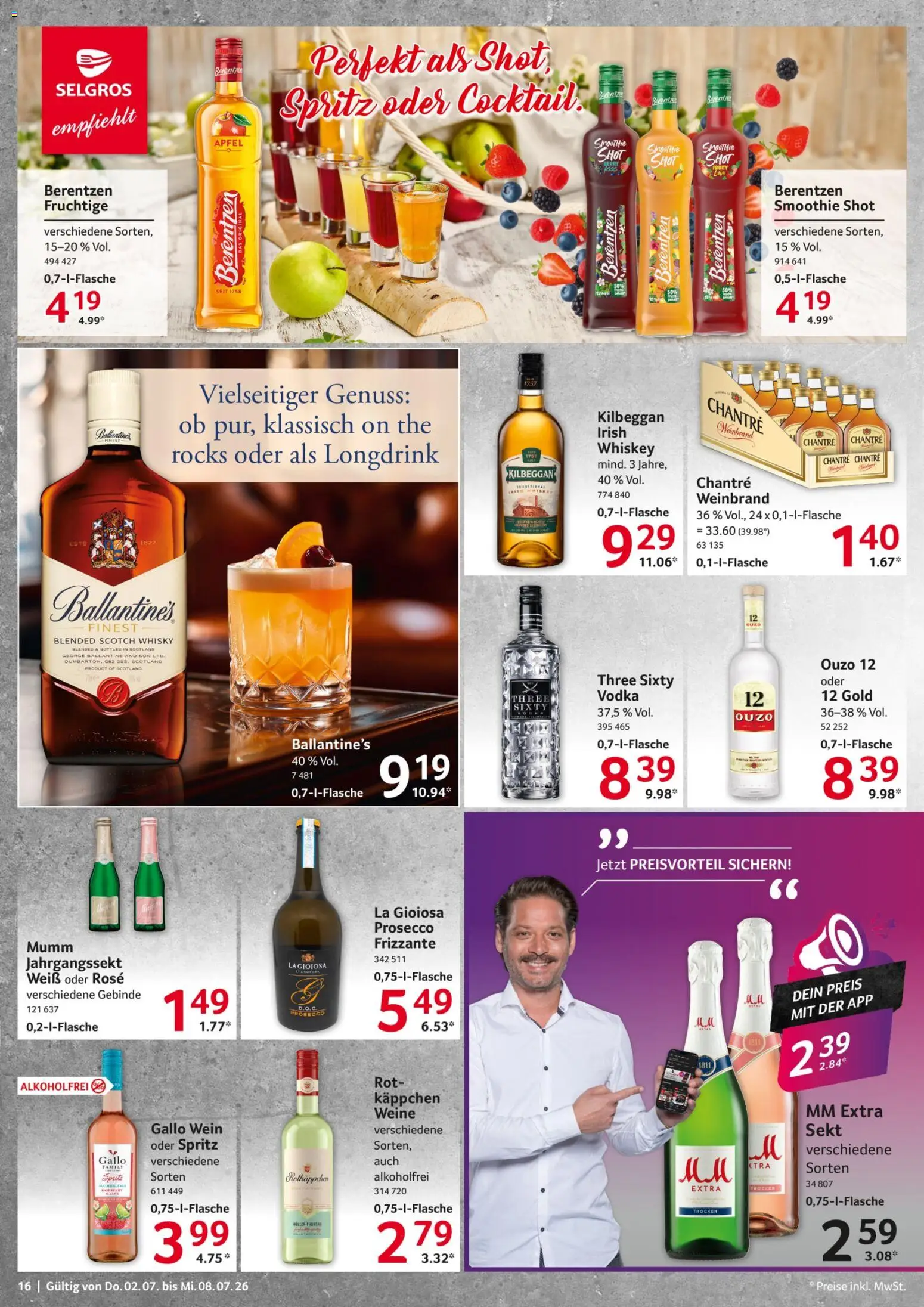 Selgros Prospekt – gültig ab 02.07.2026 | Seite: 16 | Produkte: Sprite, Äpfel, Wein, Berentzen