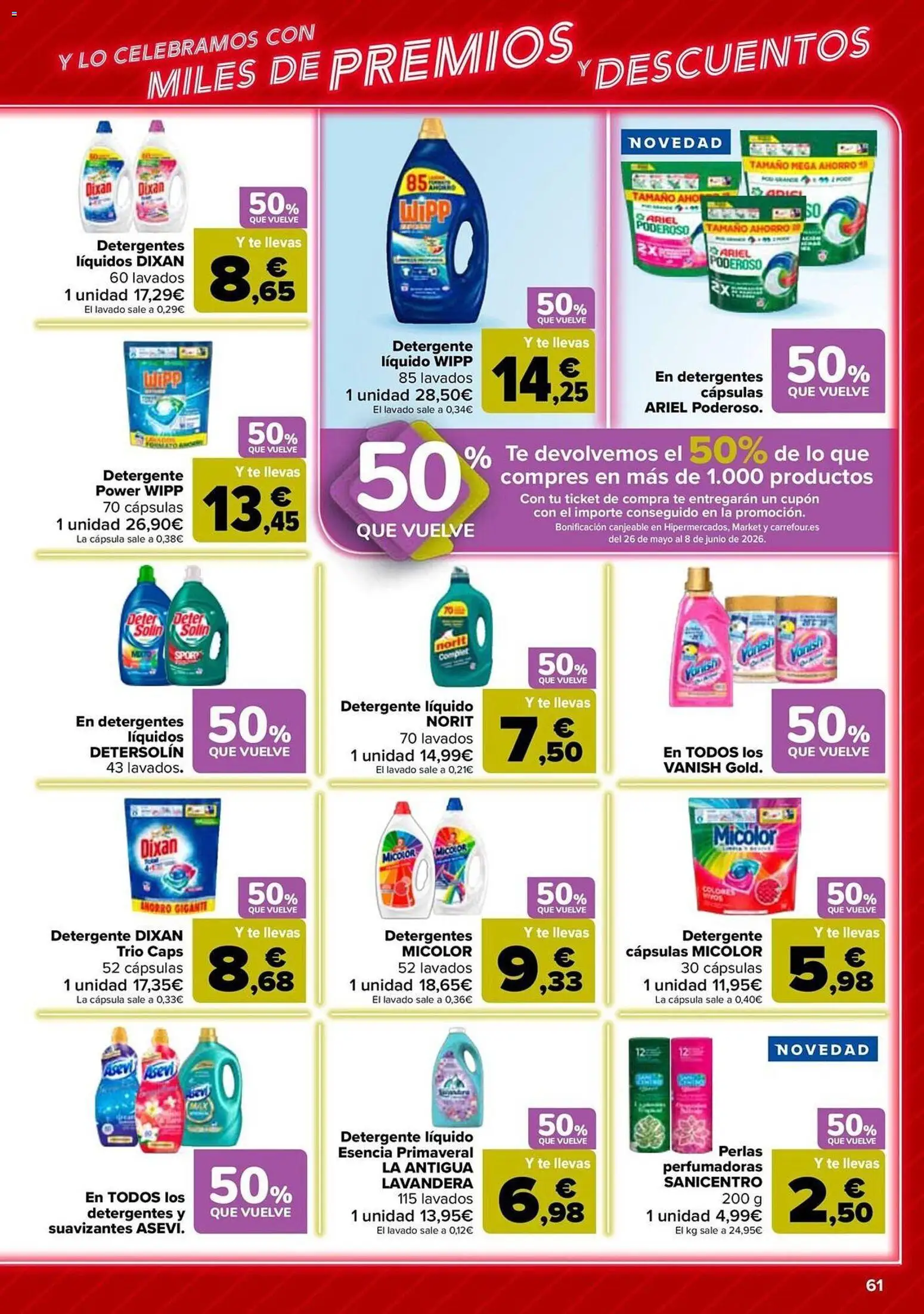 Carrefour folleto │ válido desde el 12.05.2026 | Página: 61 | Productos: Detergente, Té, Detergente líquido