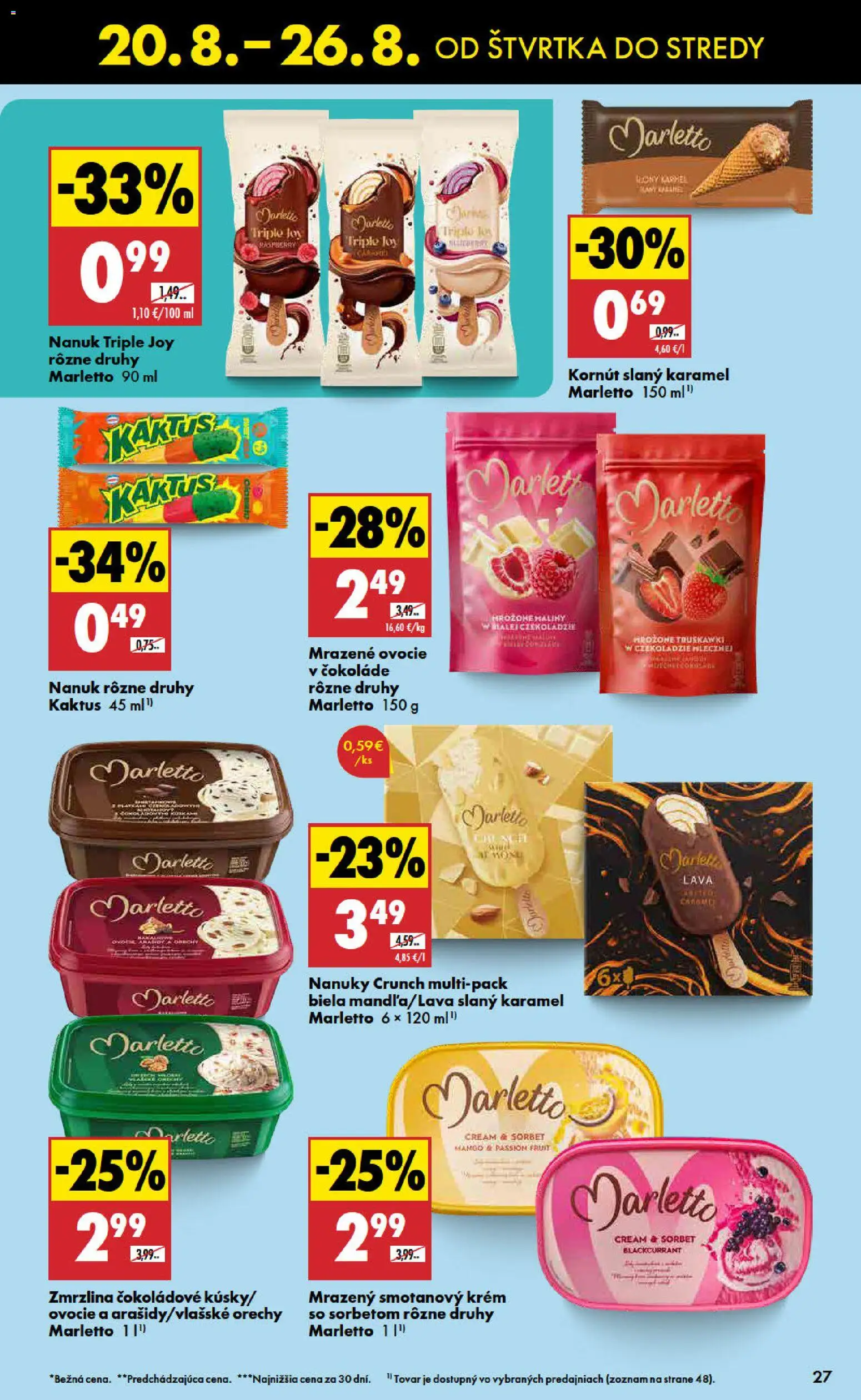 Nové Biedronka akcie – leták je platný od 20.08.2026 | Strana: 27 | Produkty: Nanuk, Smotanový krém, Mango, Mrazené ovocie