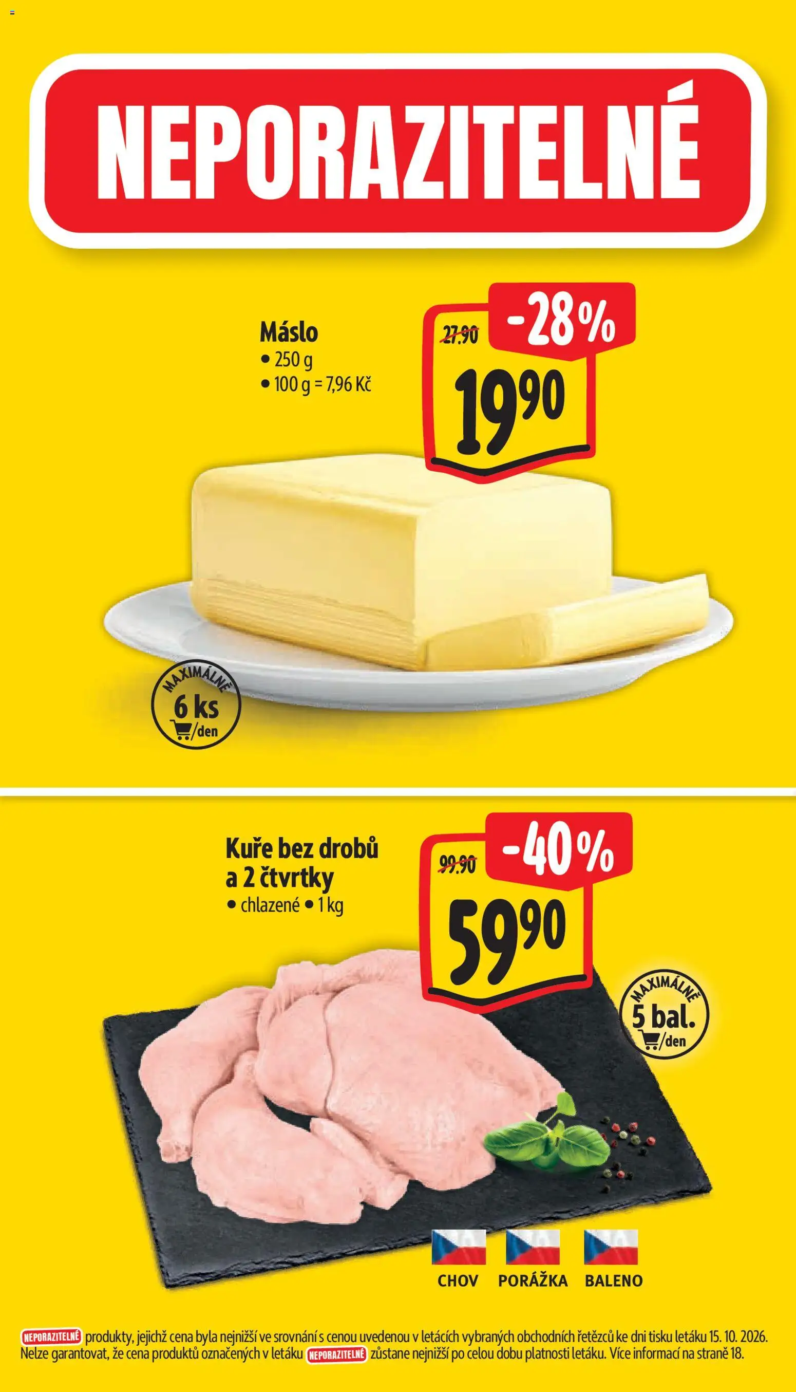 Albert leták - Supermarket od 21.10.2026 | Strana: 2 | Produkty: Máslo, Kuře, Máslo 250 g