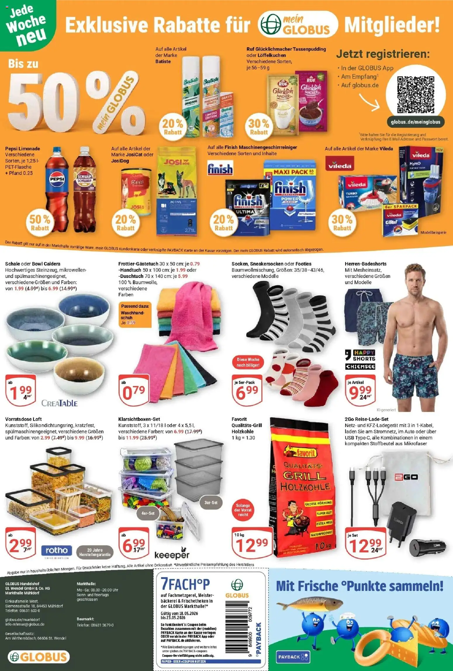 Globus Prospekt Mühldorf – gültig ab 17.05.2026 | Seite: 29 | Produkte: Bäckerei, Pepsi, Telefon, Uhr