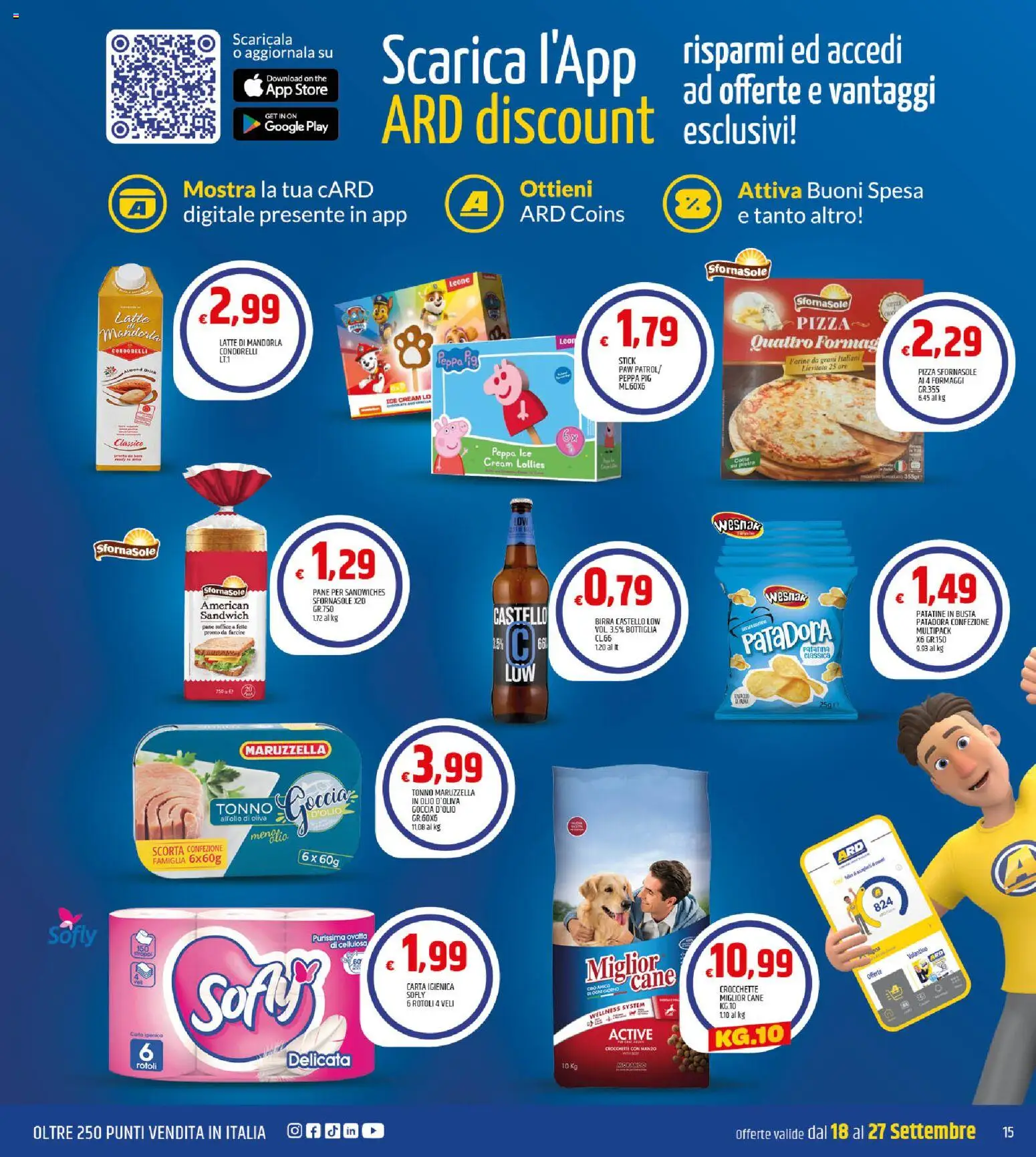 Volantino ARD Discount del 18/09/2026 | Pagina: 15 | Prodotti: Carta igienica, Pizza, Patatine, Crocchette