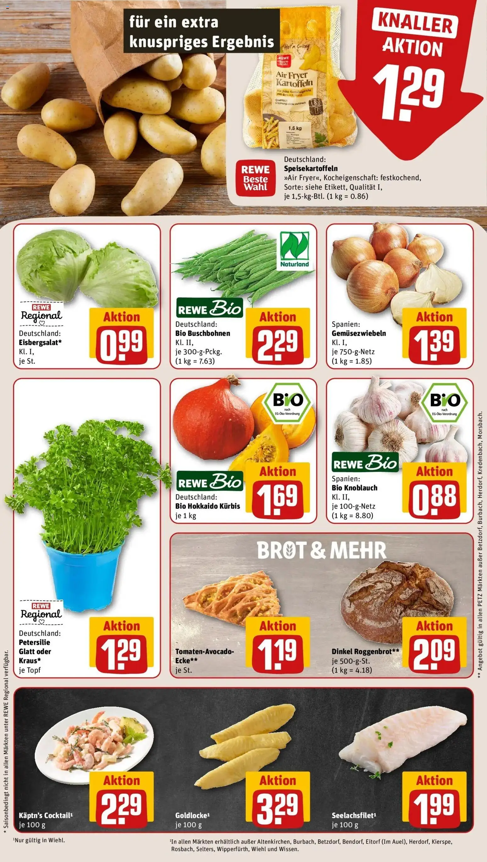 REWE Prospekt ab 24.08.2026 zum Blättern » Angebote | Seite: 7 | Produkte: Kartoffeln, Knoblauch, Petersilie, Brot