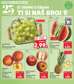 Nektarina, u košarici, 1 kg, Zemlje porijekla Hrvatska i, Bosna i, Hercegovina - Pregled kataloga iz trgovine Kaufland, vrijedi od 24.06.2026 | Stranica: 2 | Proizvodi: Ananas, Lubenica, Grožđe, Jabuka