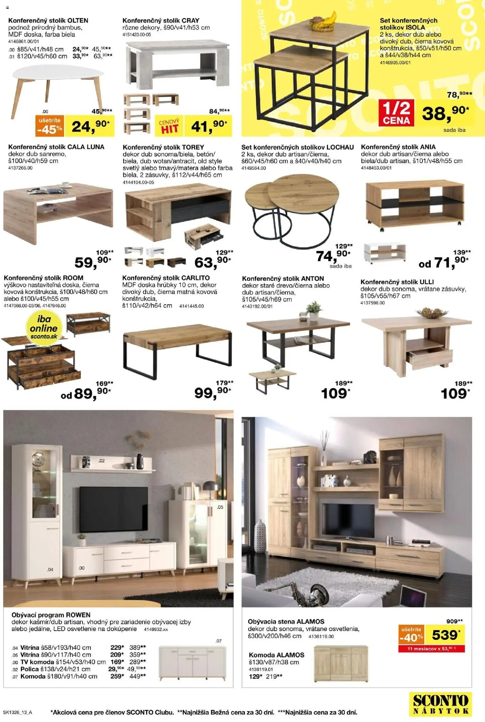 Nové Sconto nábytok akcie – leták je platný od 14.10.2026 | Strana: 13 | Produkty: Nábytok, Tv, Led osvetlenie, Osvetlenie