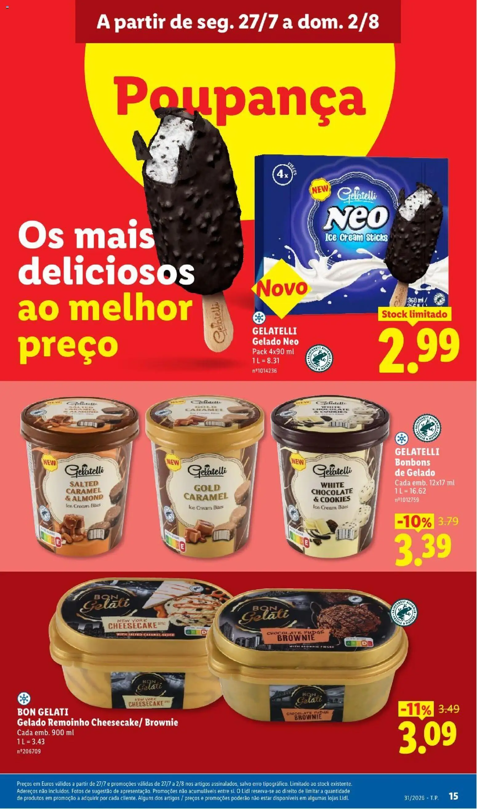 Lidl folheto │ válido de 27/07/2026 | Página: 15 | Produtos: Gelado, Chocolate