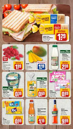 Rewe Prospekt Sandhausen ab 28.09.2026 gültig | Seite: 2 | Produkte: Himbeeren, Schlagsahne, Joghurt, Toast