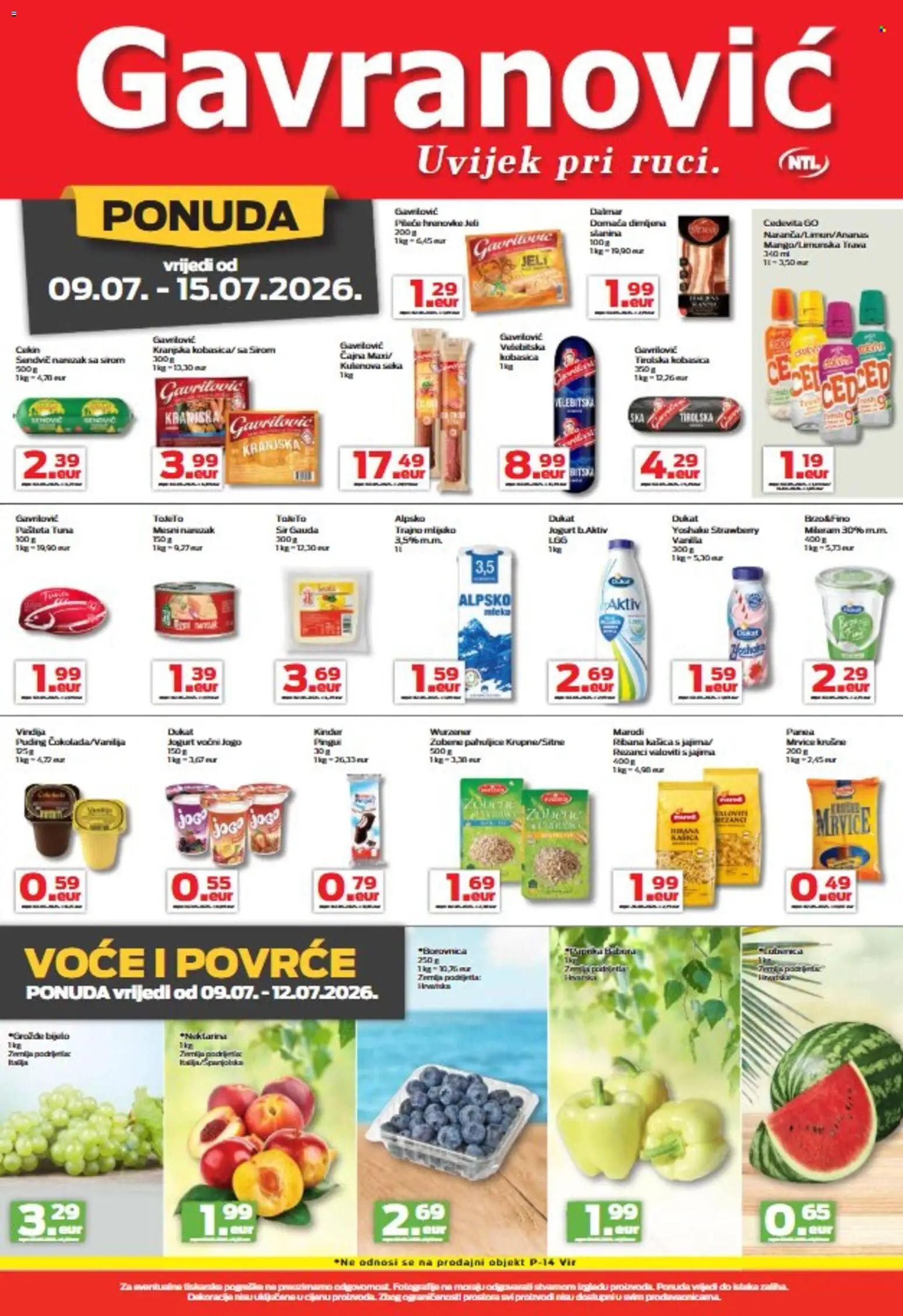 Gavranović katalog | vrijedi od 09.07.2026 | Stranica: 5 | Proizvodi: Gauda, Rezanci, Povrće, Voće