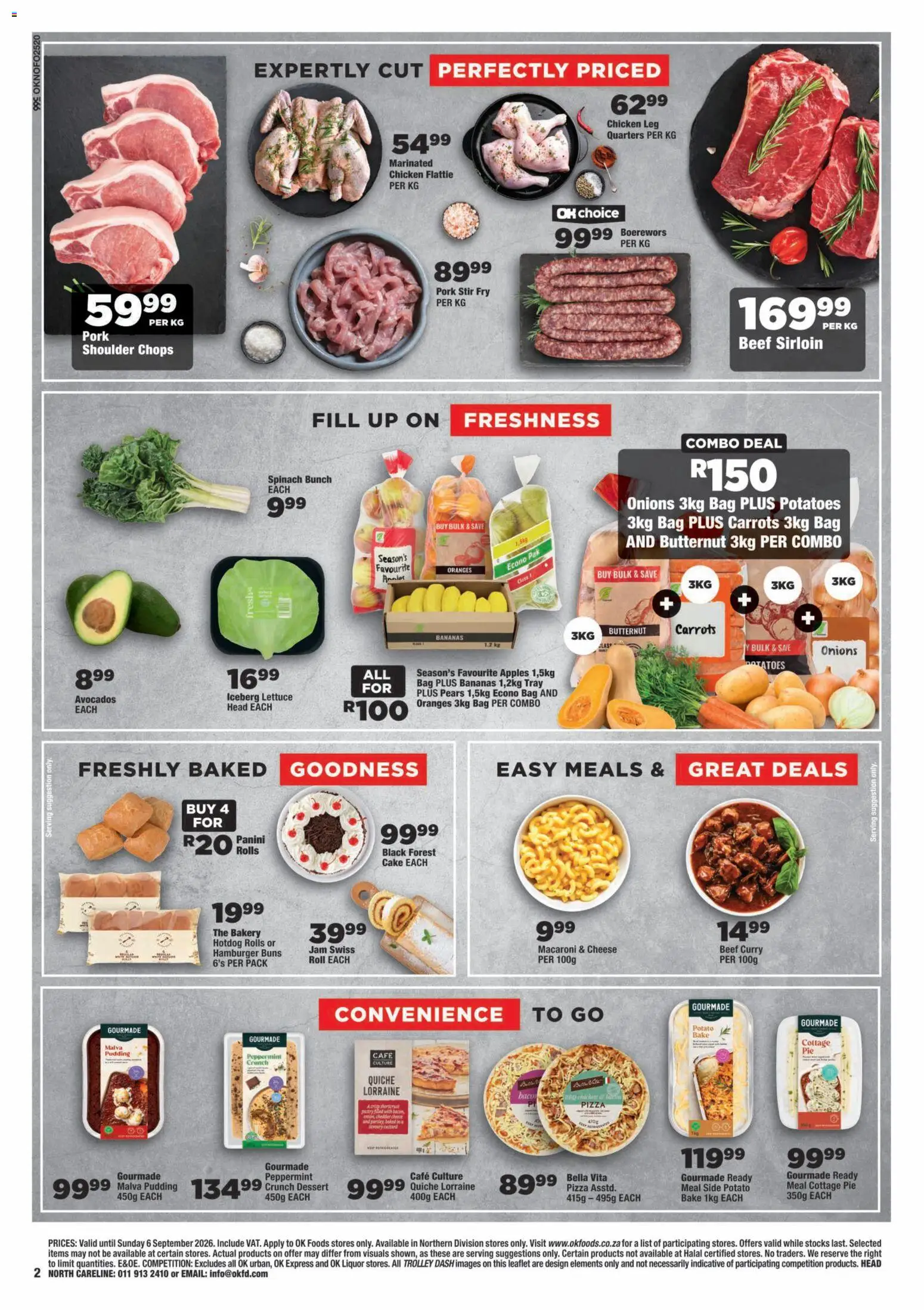 New OK Foods catalogue – valid from 25/08/2026 | Page: 2 | Products: Pears, Buns, Cheese, Potatoes