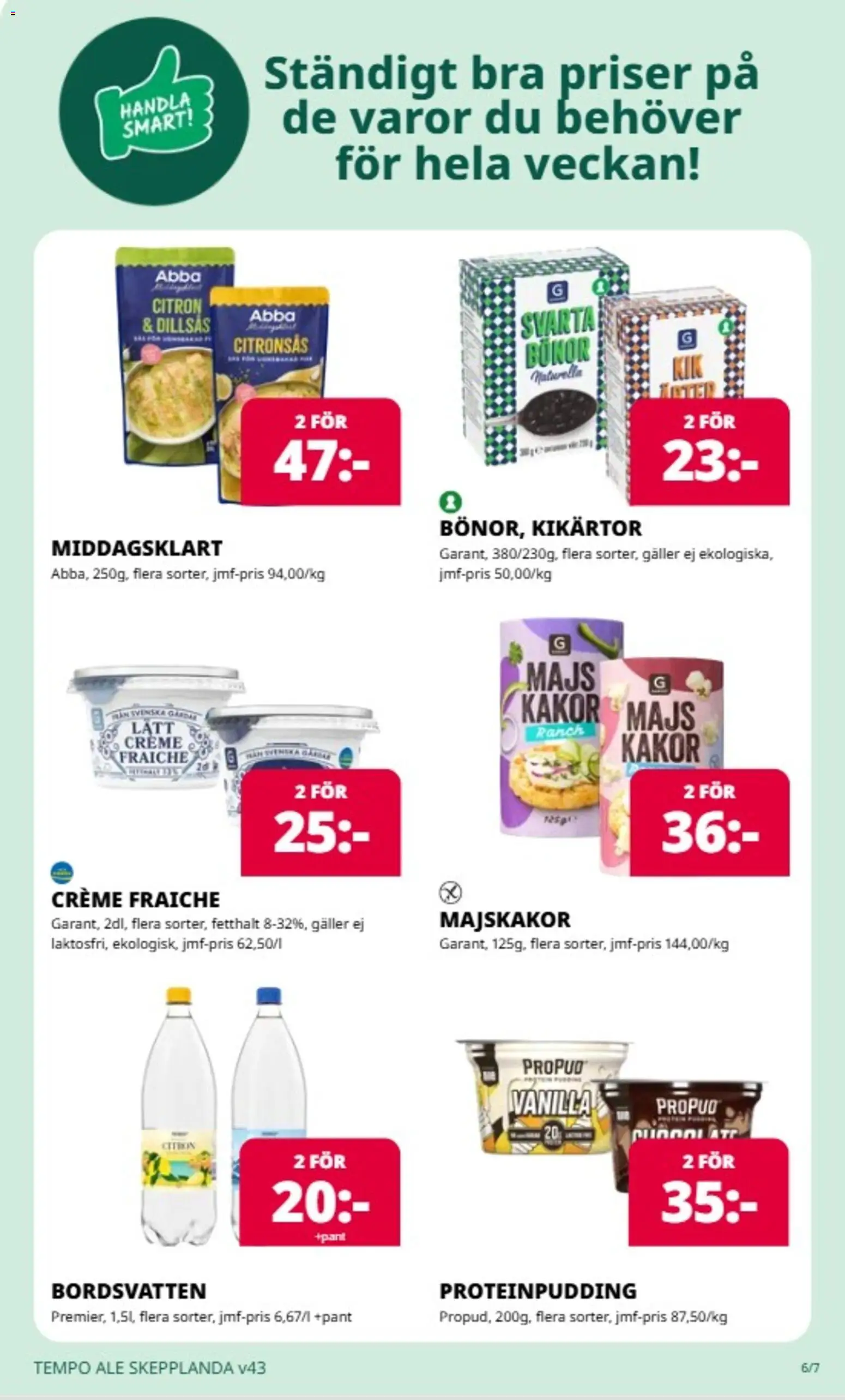Tempo reklamblad aktuell från 19/10/2026 | Sida: 6 | Produkter: Kikärtor, Galler, Creme fraiche, Citron