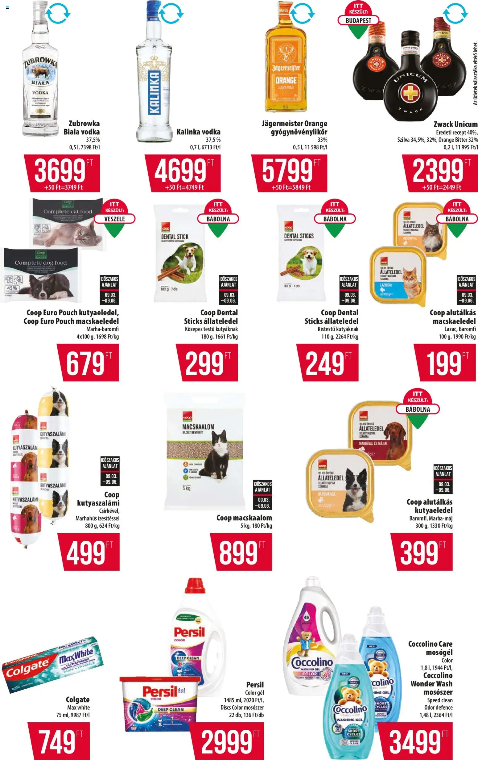 COOP akciós ujság - amely érvényes a következő dátumtól: 2026.09.03. | Oldal: 15 | Termékek: Coccolino, Macskaeledel, Vodka, Állateledel
