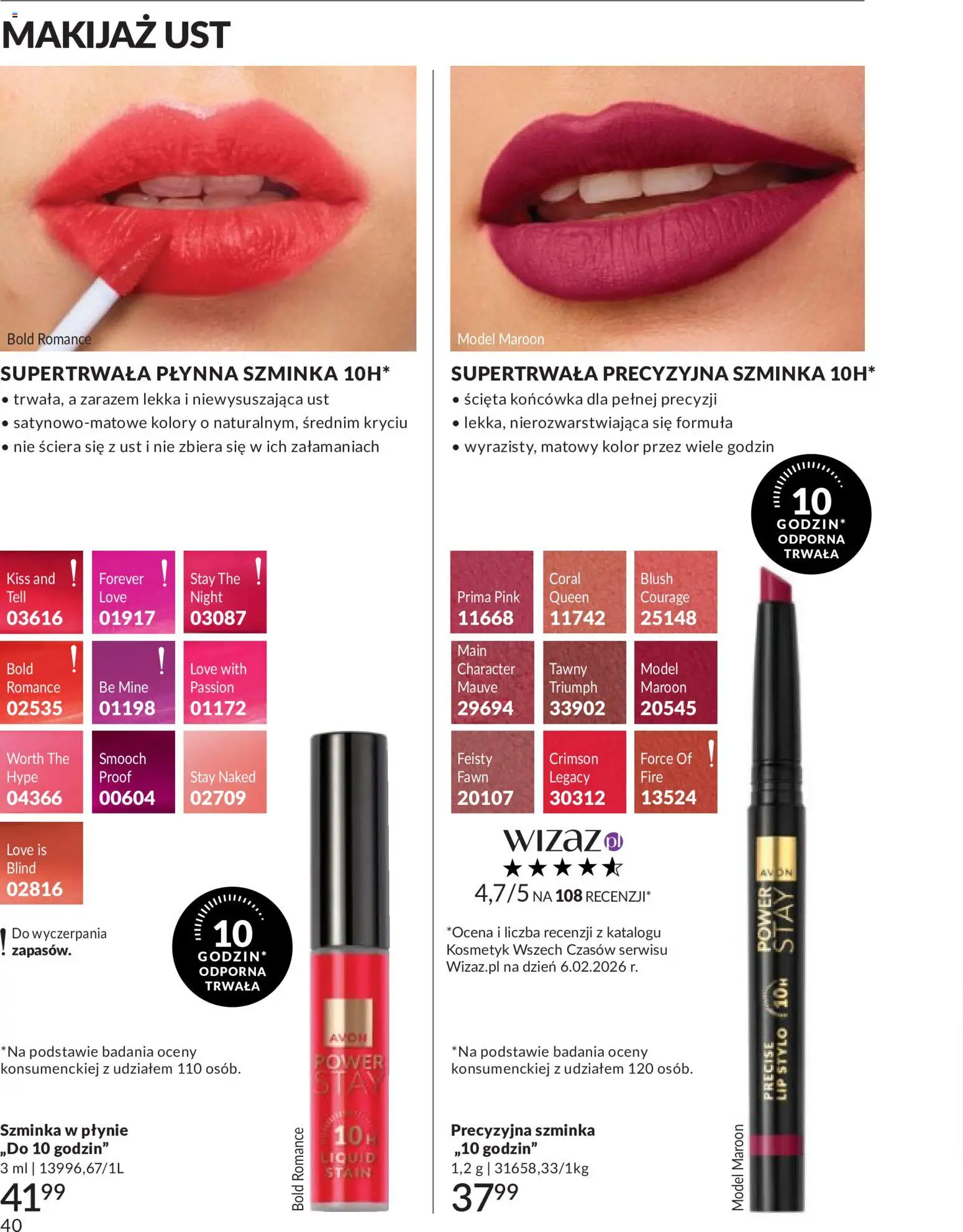 Avon Katalog 9 2026 od 01.09.2026 | Strona: 40 | Produkty: Makijaż, Szminka