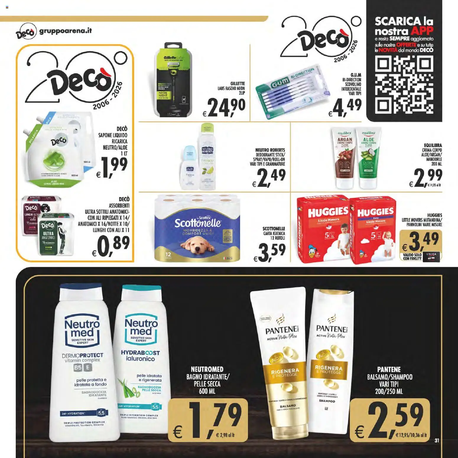 Volantino Decò del 31/07/2026 | Pagina: 31 | Prodotti: Pannolini, Rasoio, Deodorante, Bagno