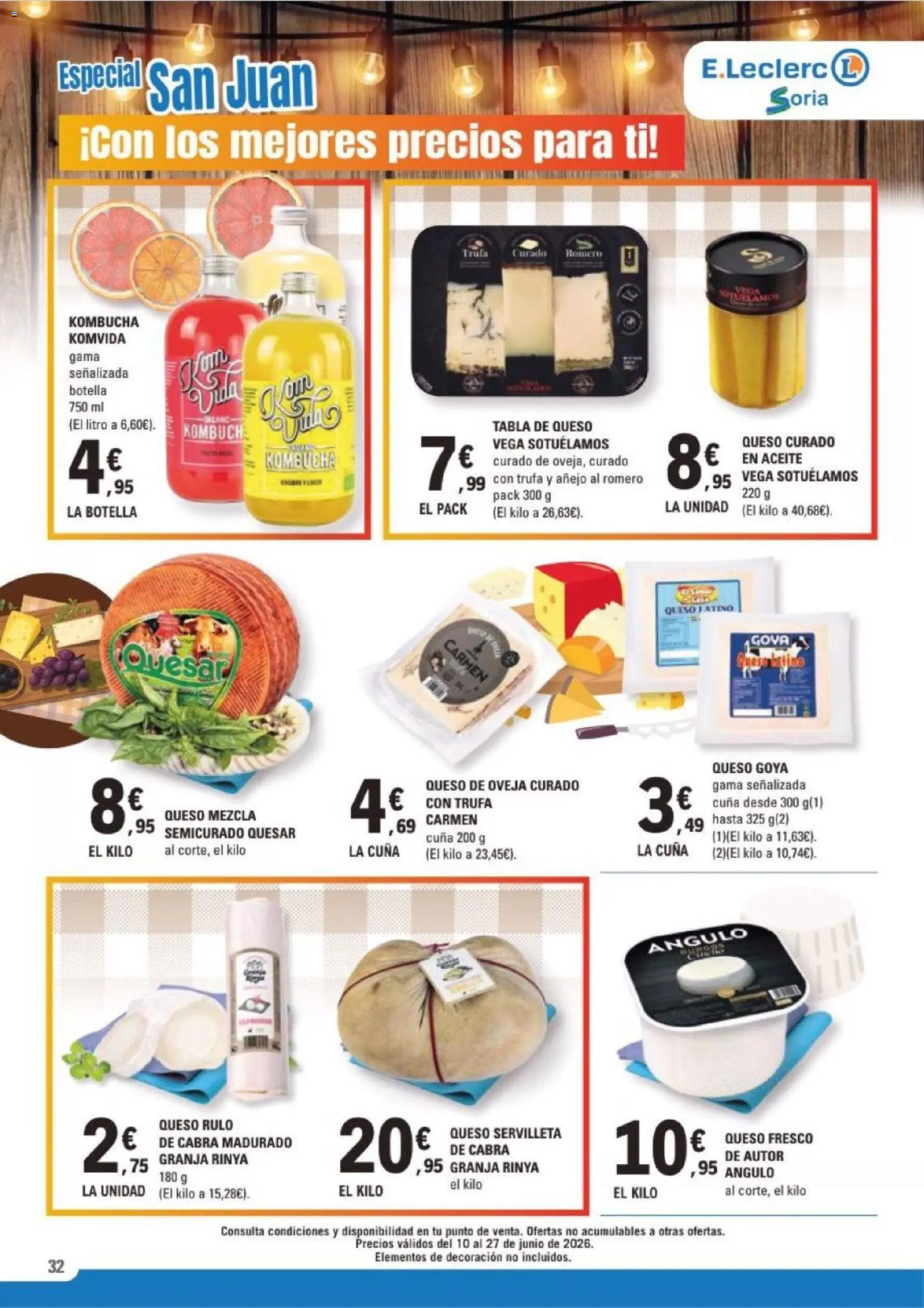 E.Leclerc Soria │ válido desde el 10.06.2026 | Página: 32 | Productos: Queso, Aceite, Queso fresco, Cuna