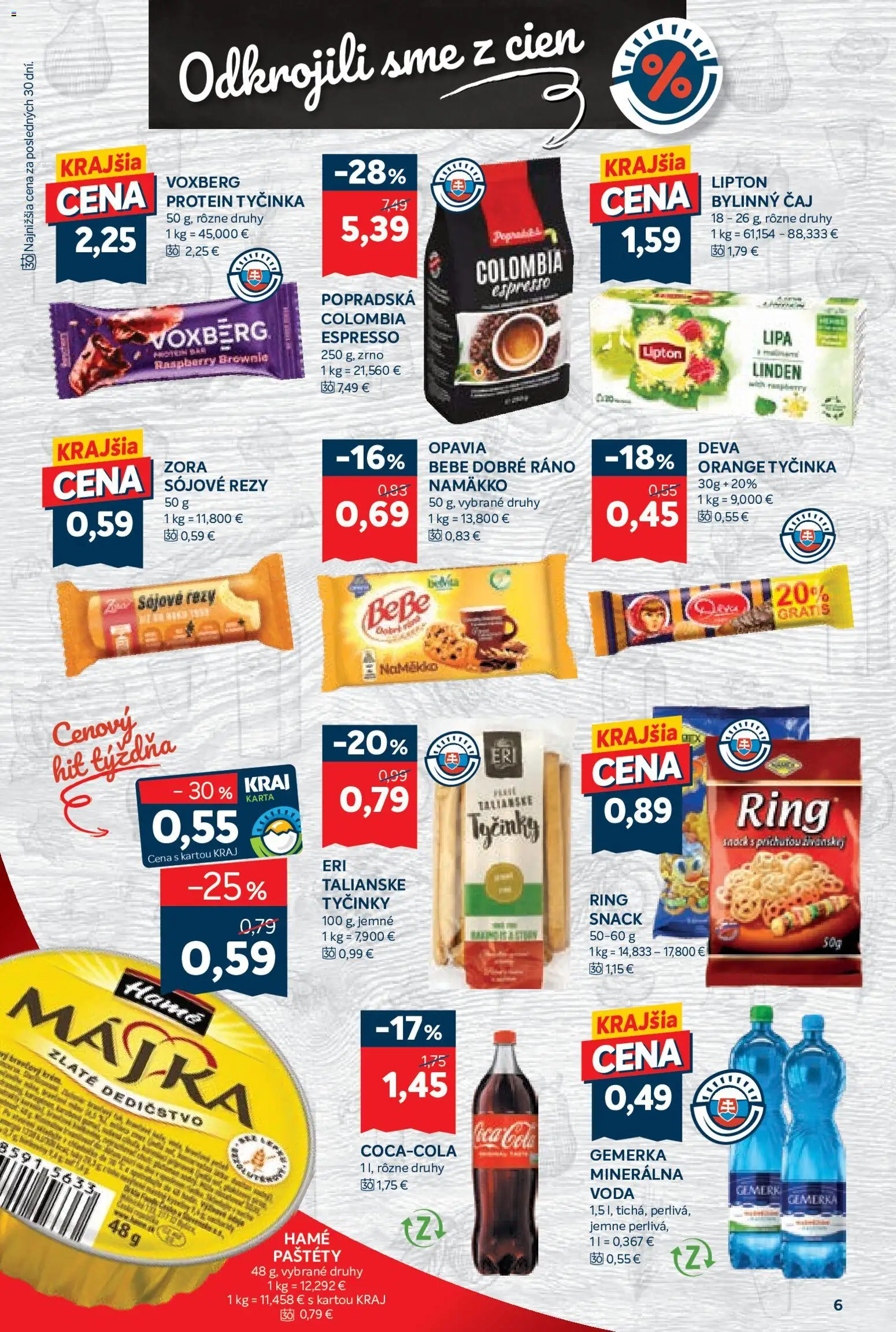 Nové Kraj akcie – leták je platný od 01.10.2026 | Strana: 10 | Produkty: Protein, Minerálna voda, Cola, Gemerka