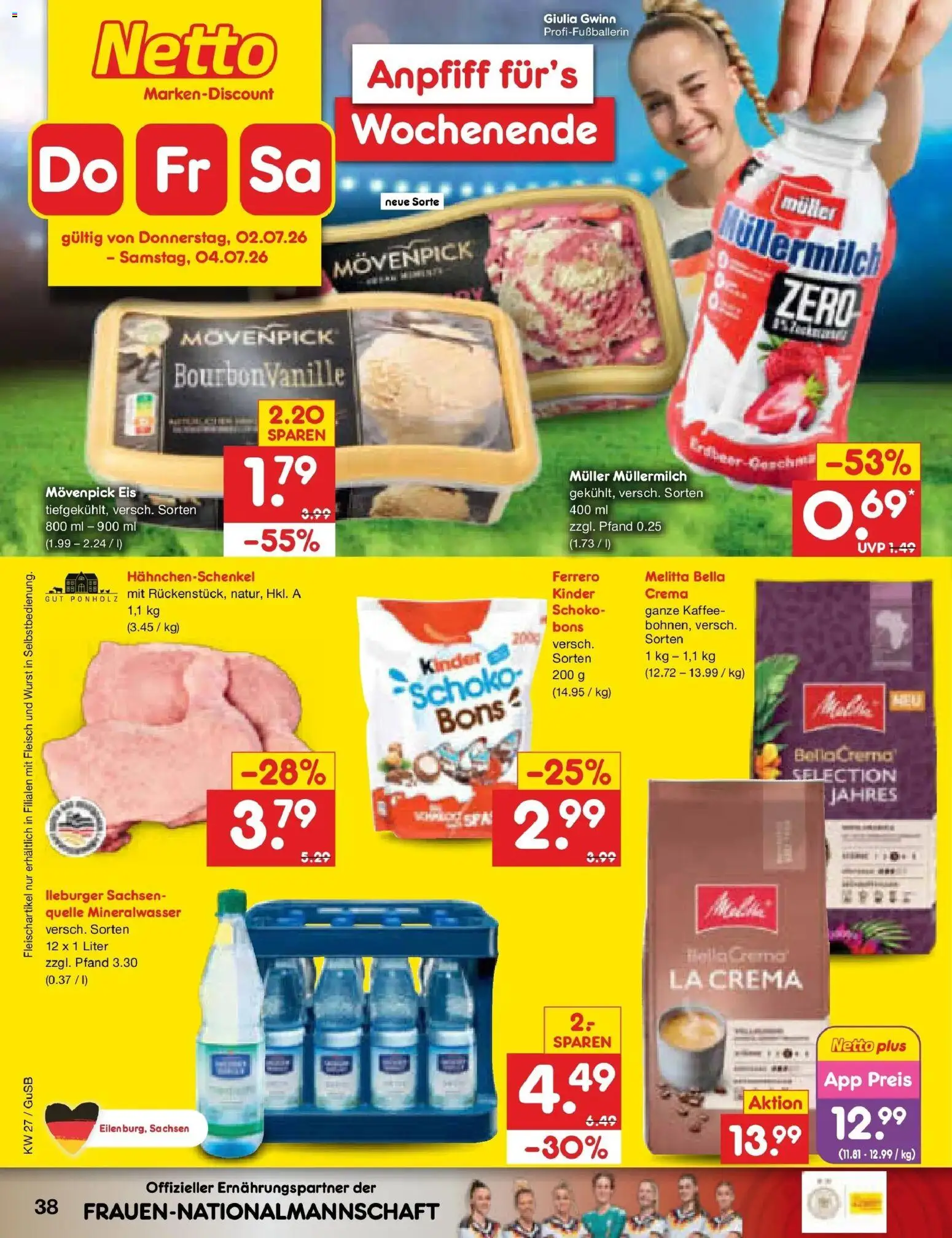 Netto Marken-Discount Prospekt Machern – gültig ab 29.06.2026 | Seite: 56 | Produkte: Melitta, Kaffee, Mineralwasser, Fleisch