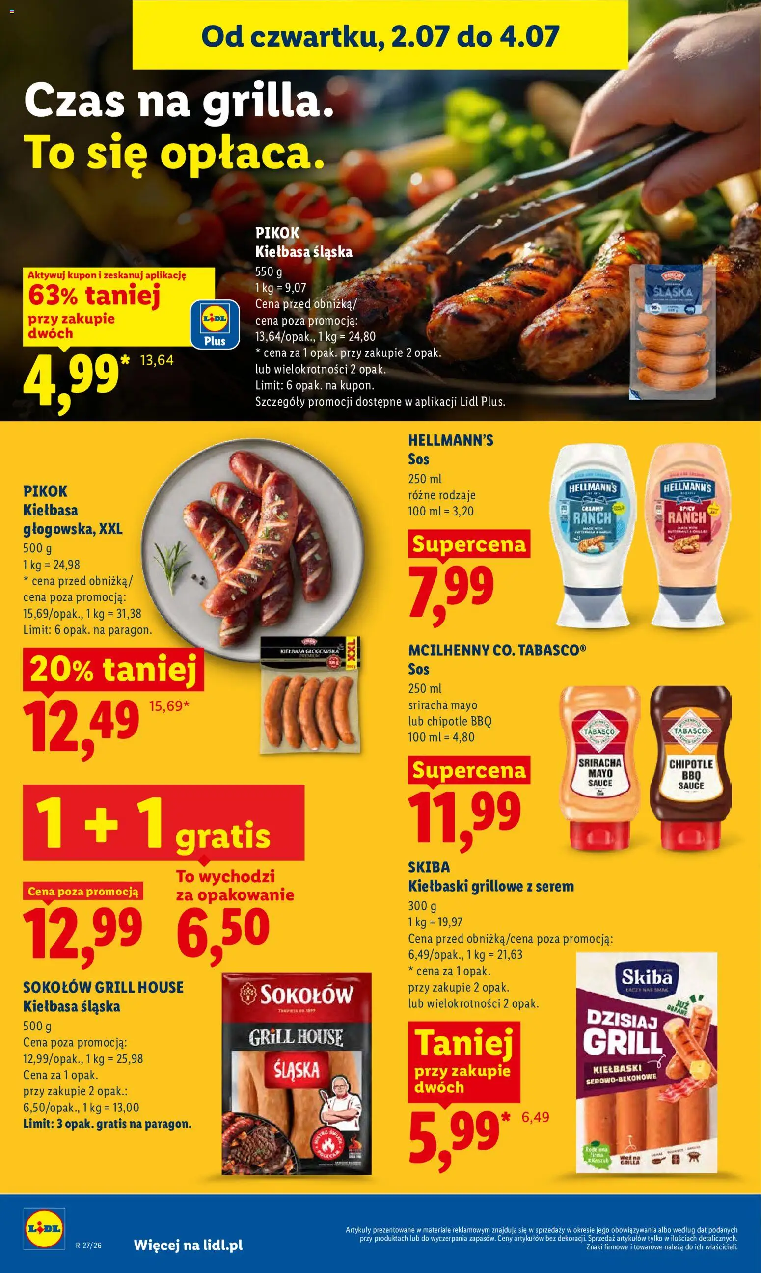 Lidl Polsko leták od 02.07.2026 | Strana: 44 | Produkty: Tabasco, Hellmann's, Sriracha mayo, Pikok