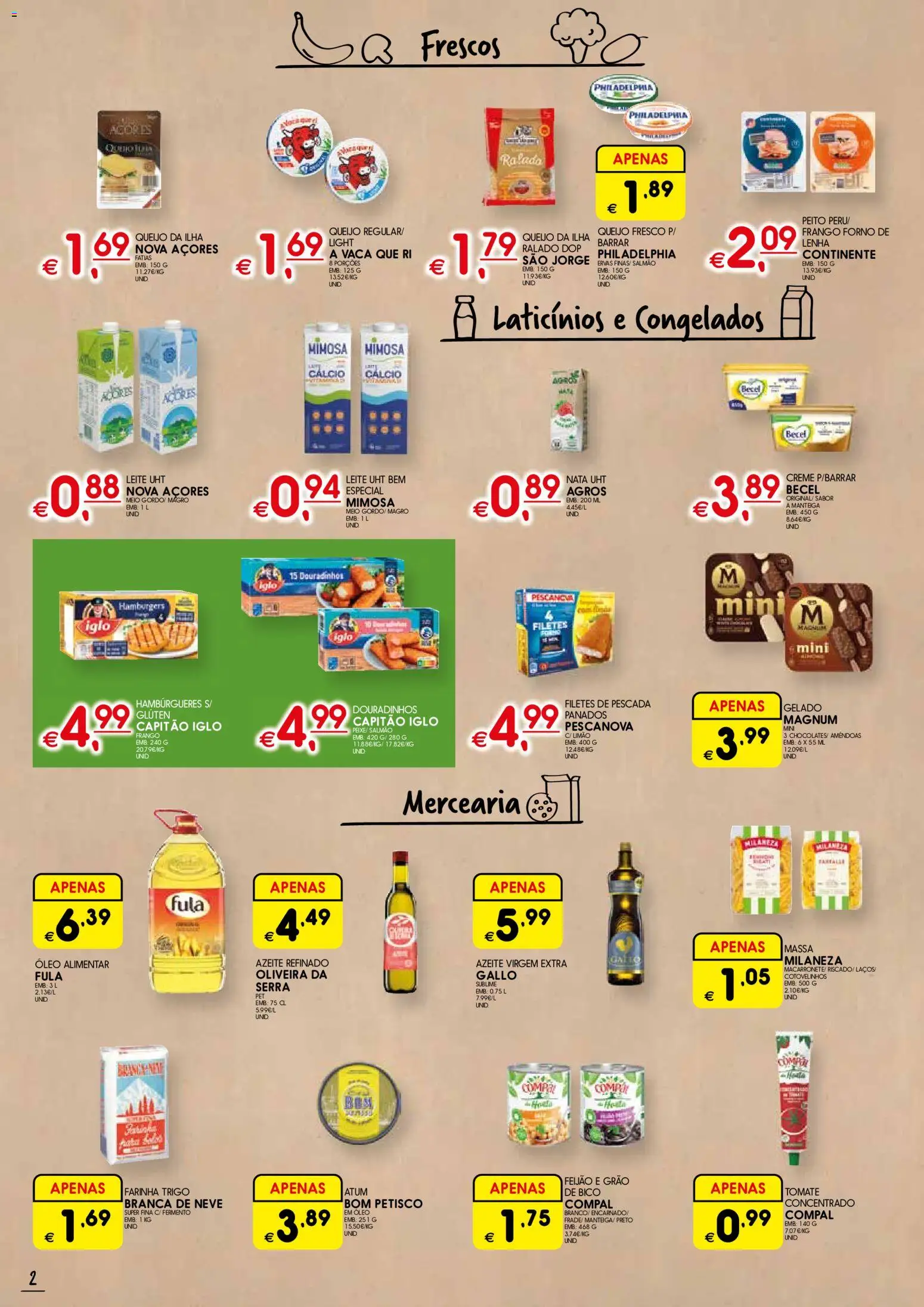 Meu Super folheto Madeira │ válido de 23/07/2026 | Página: 2 | Produtos: Atum, Cálcio, Gelado, Creme
