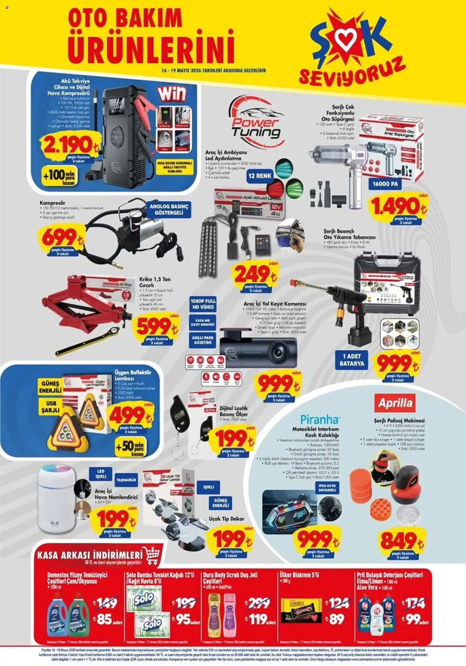 Şok Market - Hafta sonu fırsatları - 16.05.2026 tarihinden itibaren geçerlidir | Sayfa: 1 | Ürünler: Tuvalet, Lastik, Bulaşık deterjanı, USB