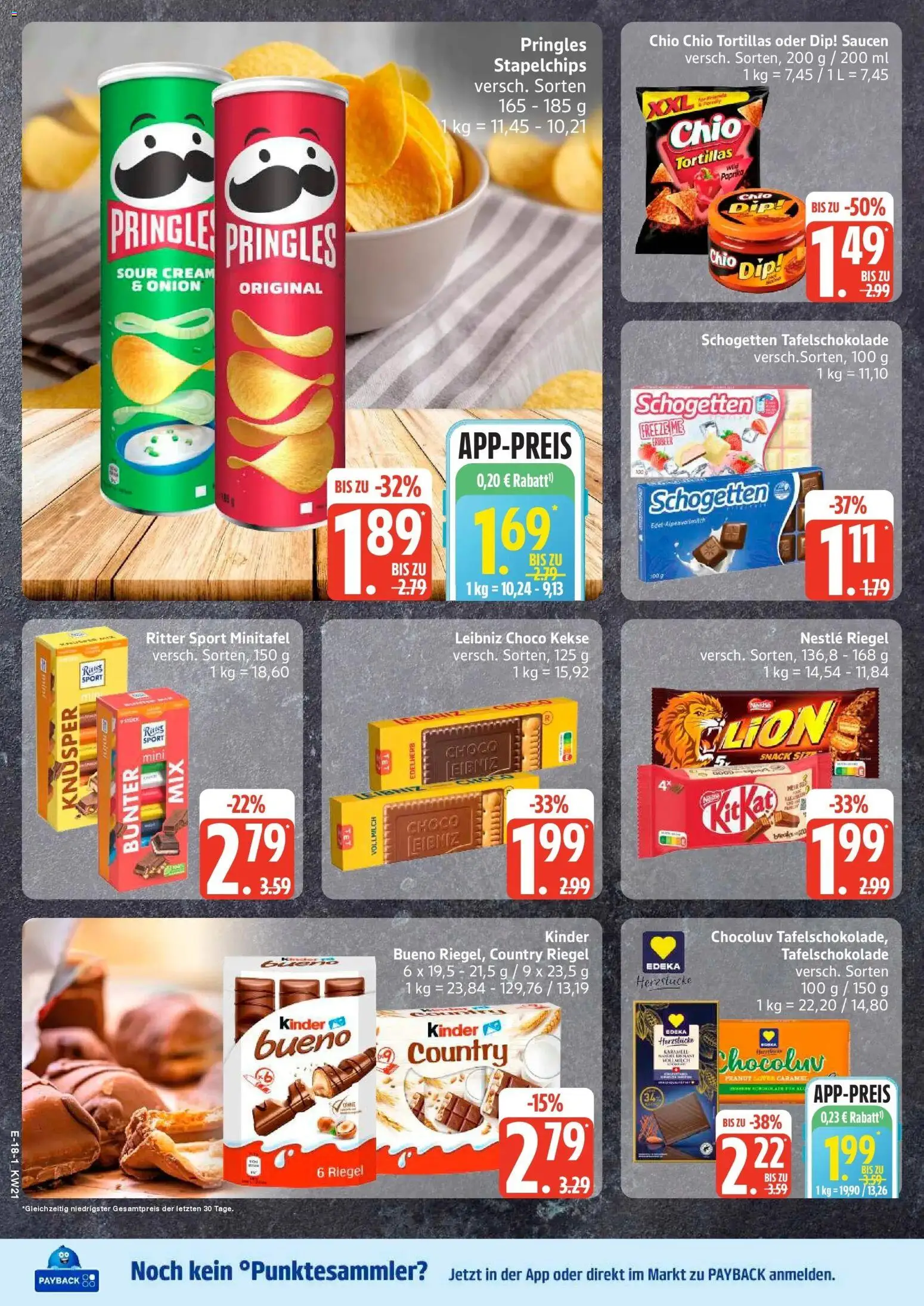 Edeka Prospekt Mölln – gültig ab 17.05.2026 | Seite: 18 | Produkte: Kinder bueno, Paprika, Pringles, Kekse