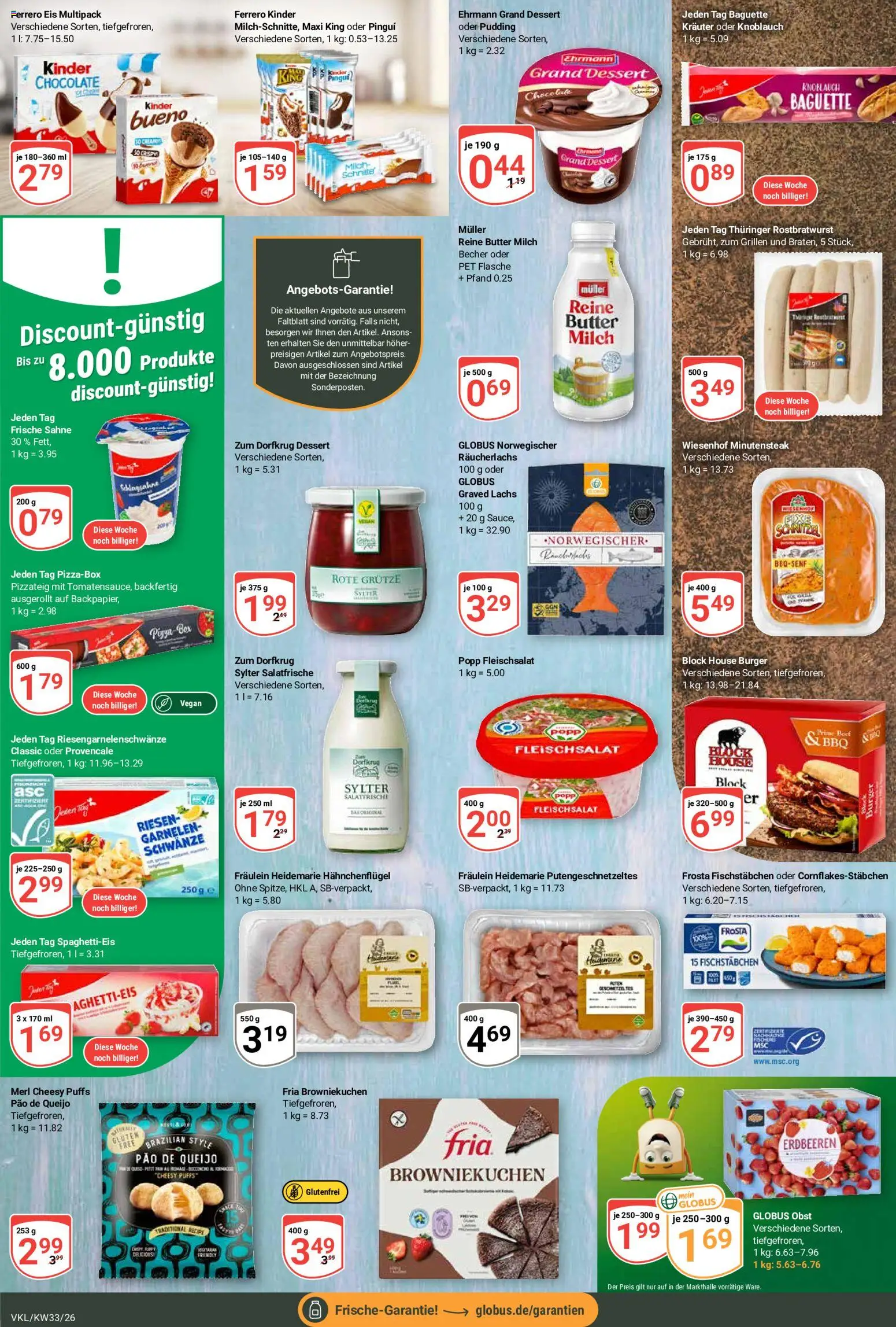 Globus Prospekt Völklingen – gültig ab 10.08.2026 | Seite: 12 | Produkte: Baguette, Fischstabchen, Knoblauch, Sahne