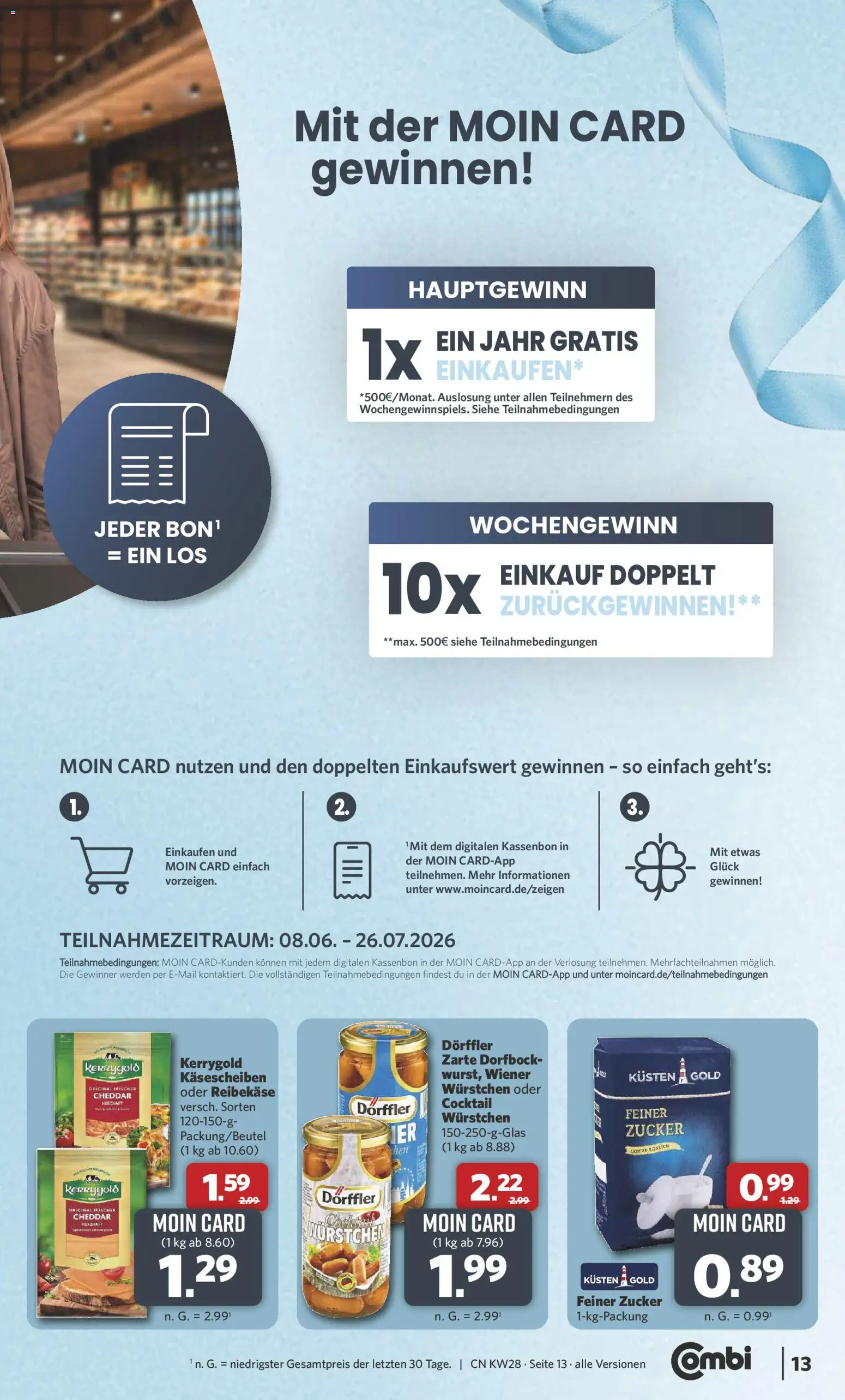 Combi Prospekt – gültig ab 06.07.2026 | Seite: 13 | Produkte: Zucker, Reibekase