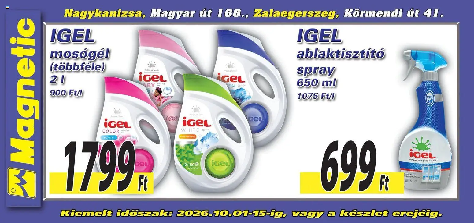 Magnetic akciós ujság - amely érvényes a következő dátumtól: 2026.10.01. | Oldal: 1 | Termékek: Ablaktisztító, Mosógél