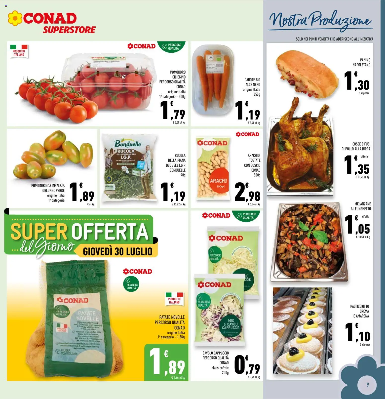 Volantino Conad del 29/07/2026 | Pagina: 9 | Prodotti: Crema, Pollo, Rucola, Cavolo