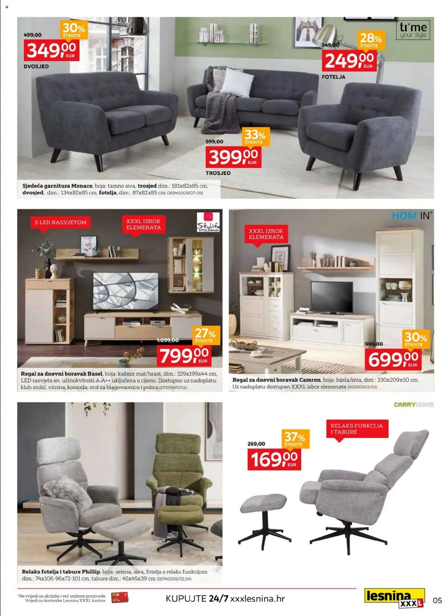 Lesnina katalog | vrijedi od 13.07.2026 | Stranica: 5 | Proizvodi: Fotelja, Stol, Regal, Dvosjed