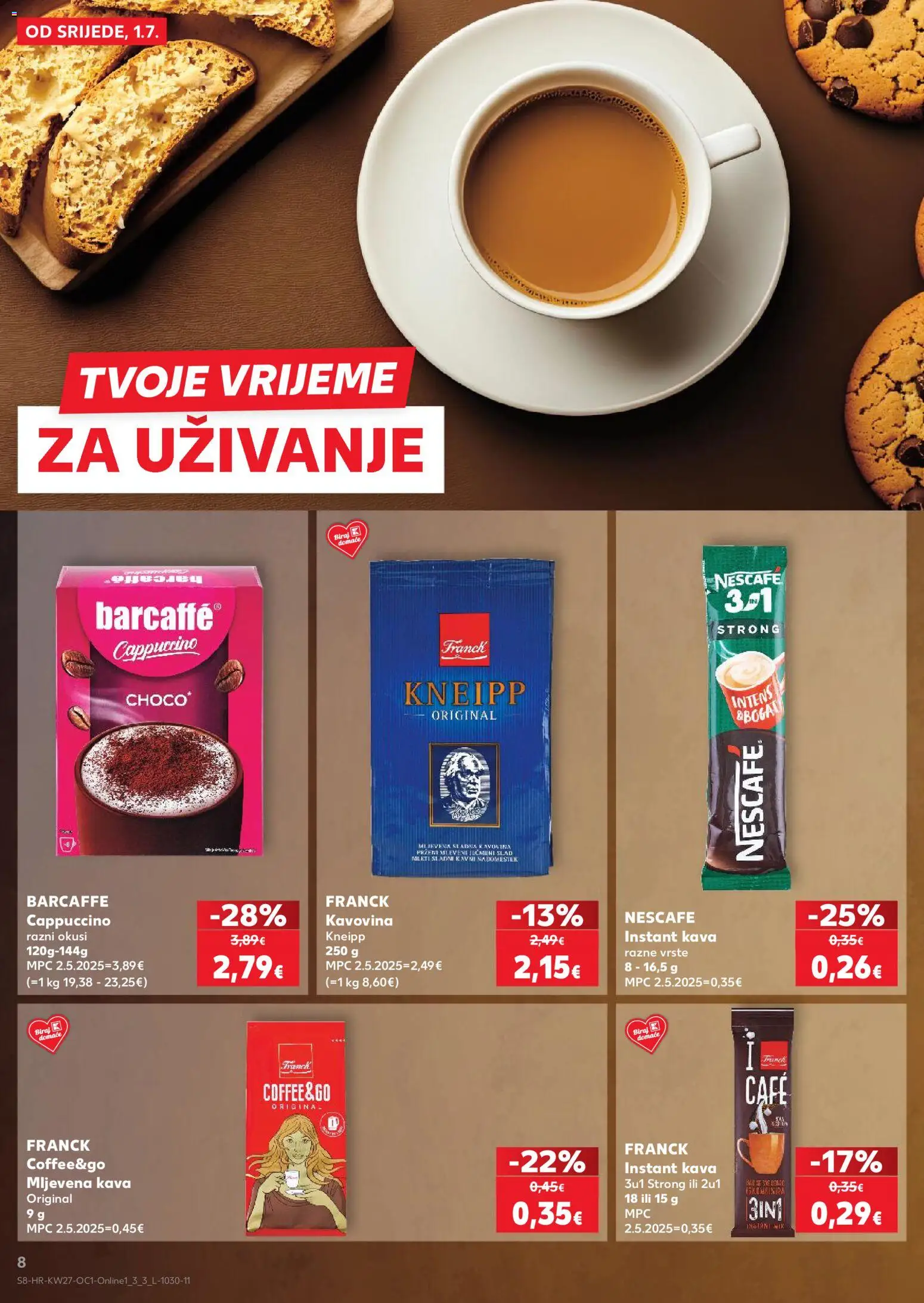 Kaufland katalog | vrijedi od 01.07.2026 | Stranica: 8 | Proizvodi: Mljevena kava, Kava, Barcaffe, Cappuccino