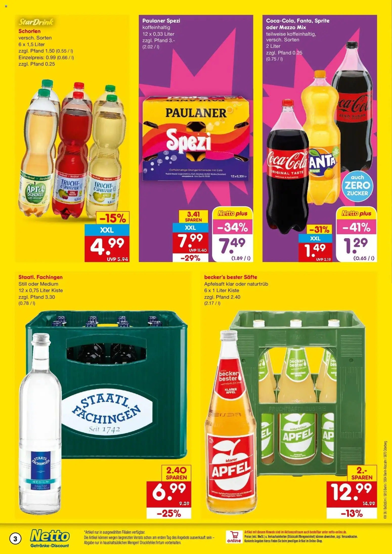 Netto Marken-Discount Prospekt Berlin (ab 31.08.2026) » Angebote | Seite: 3 | Produkte: Mezzo mix, Staatl fachingen, Äpfel, Paulaner