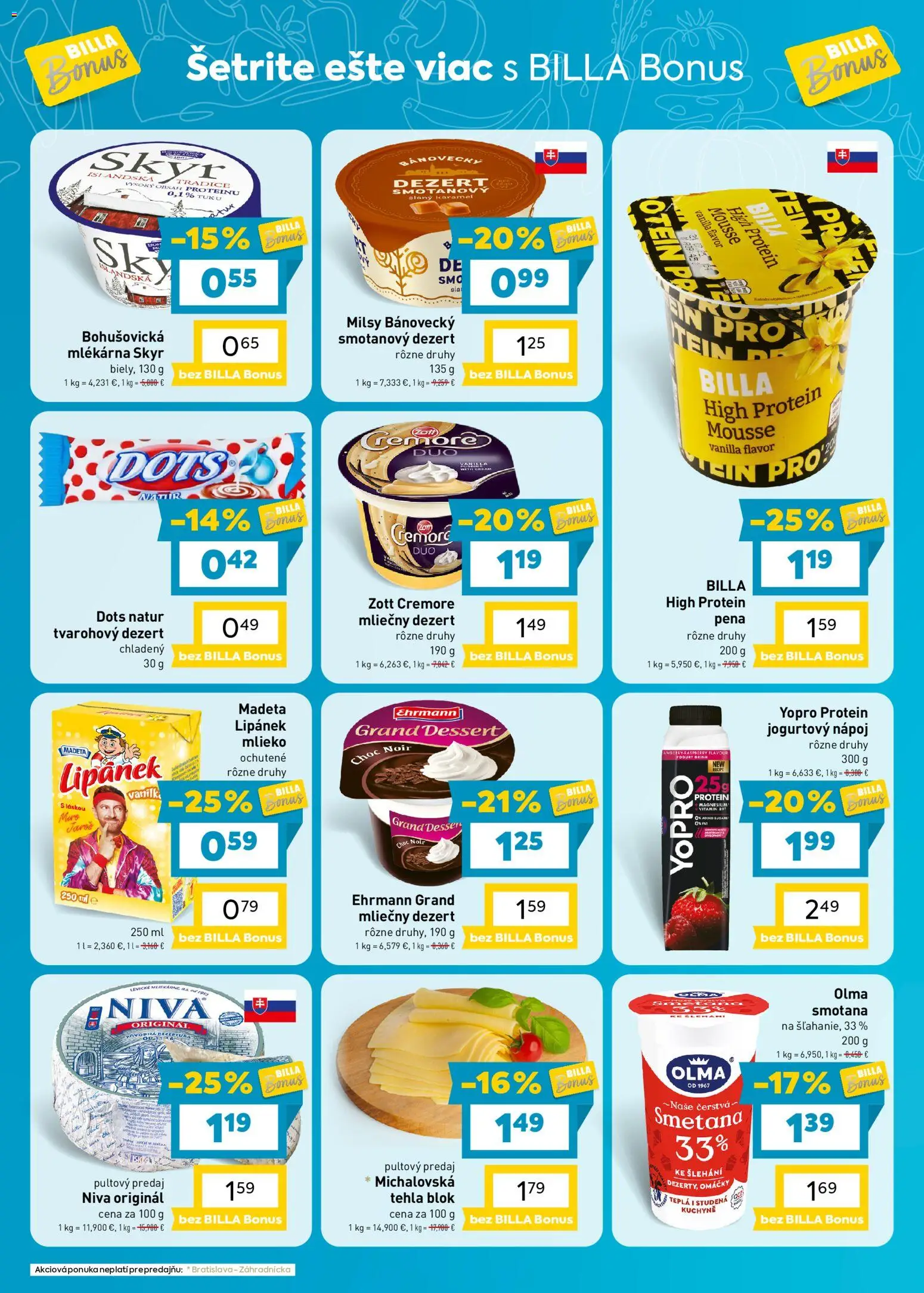 Nové Billa akcie – leták je platný od 30.09.2026 | Strana: 4 | Produkty: Niva, Omáčky, Dezert, Pena