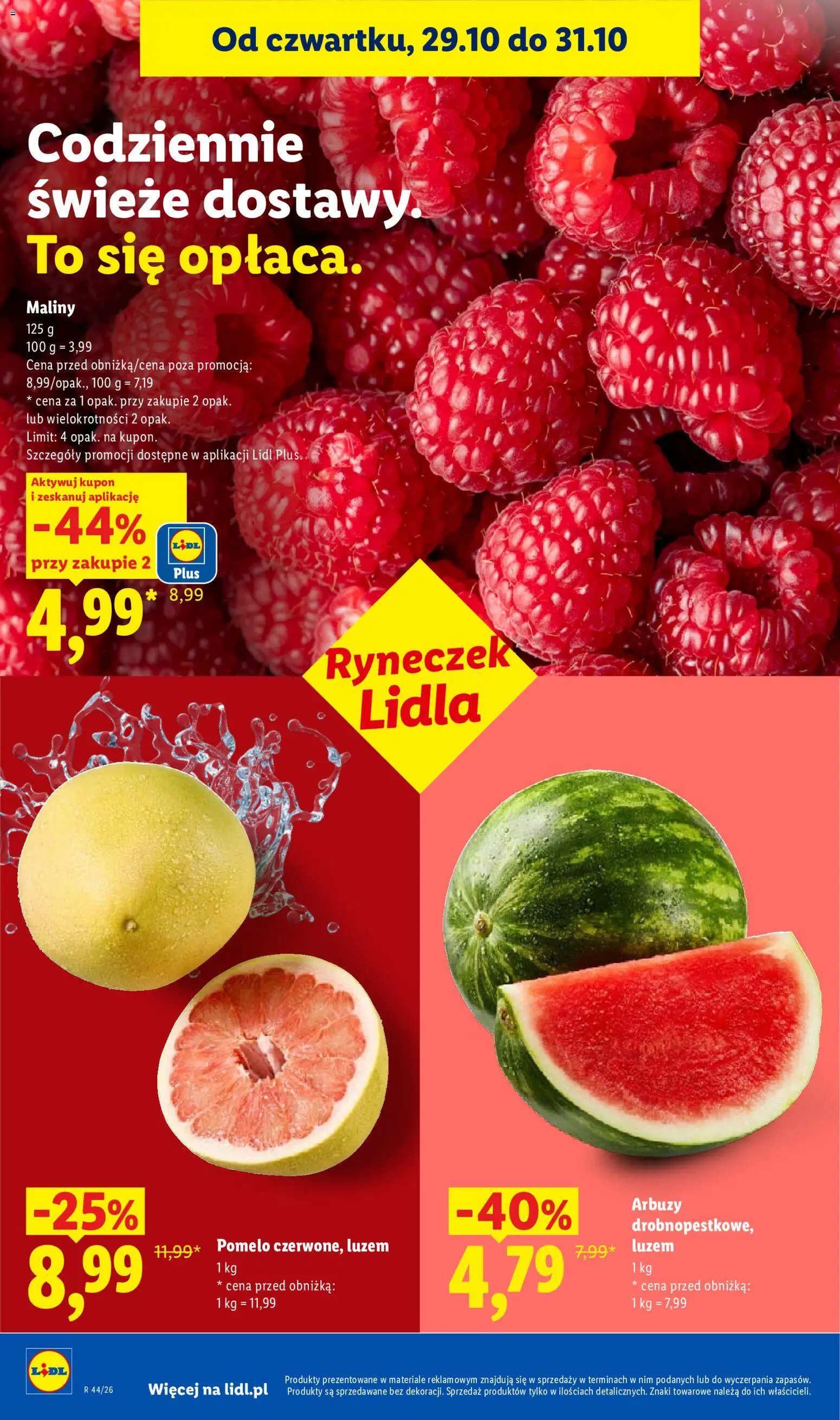 Lidl Polsko leták od 29.10.2026 | Strana: 48 | Produkty: Pomelo, Maliny