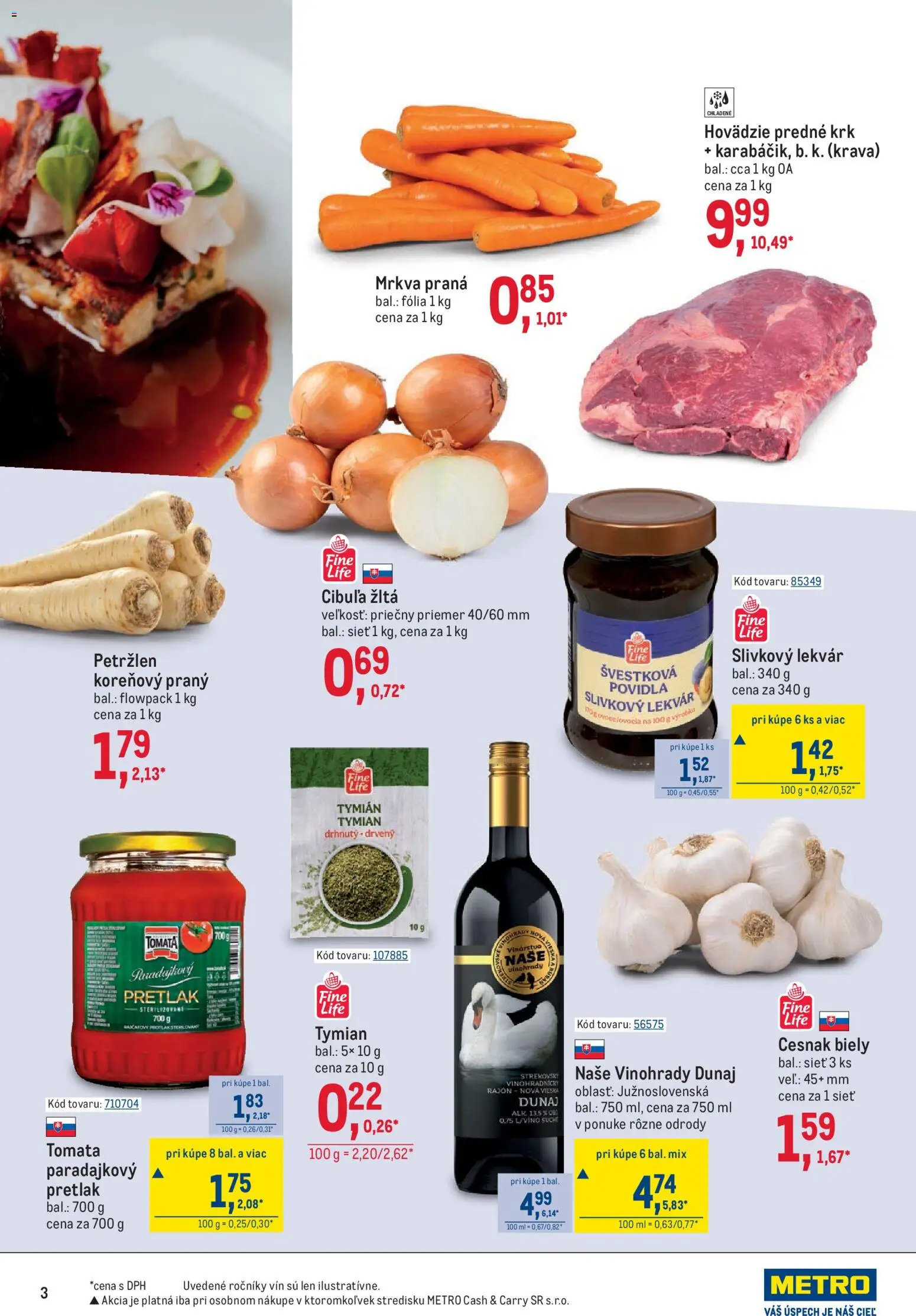 Nové Metro akcie – leták je platný od 21.10.2026 | Strana: 3 | Produkty: Lekvár, Cibuľa, Petržlen, Hovädzie predné